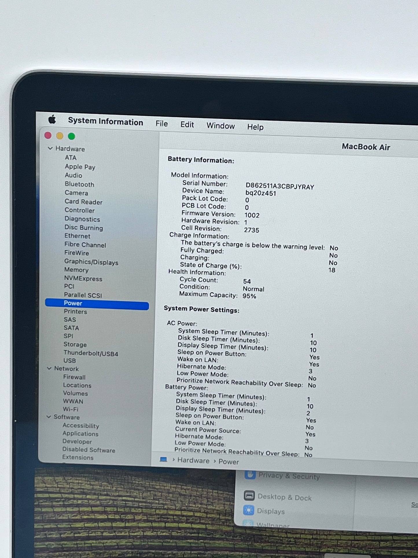 2020 Apple MacBook Air 13.3" M1 7C 8GB 256GB A2337 REMOTELY MANAGED