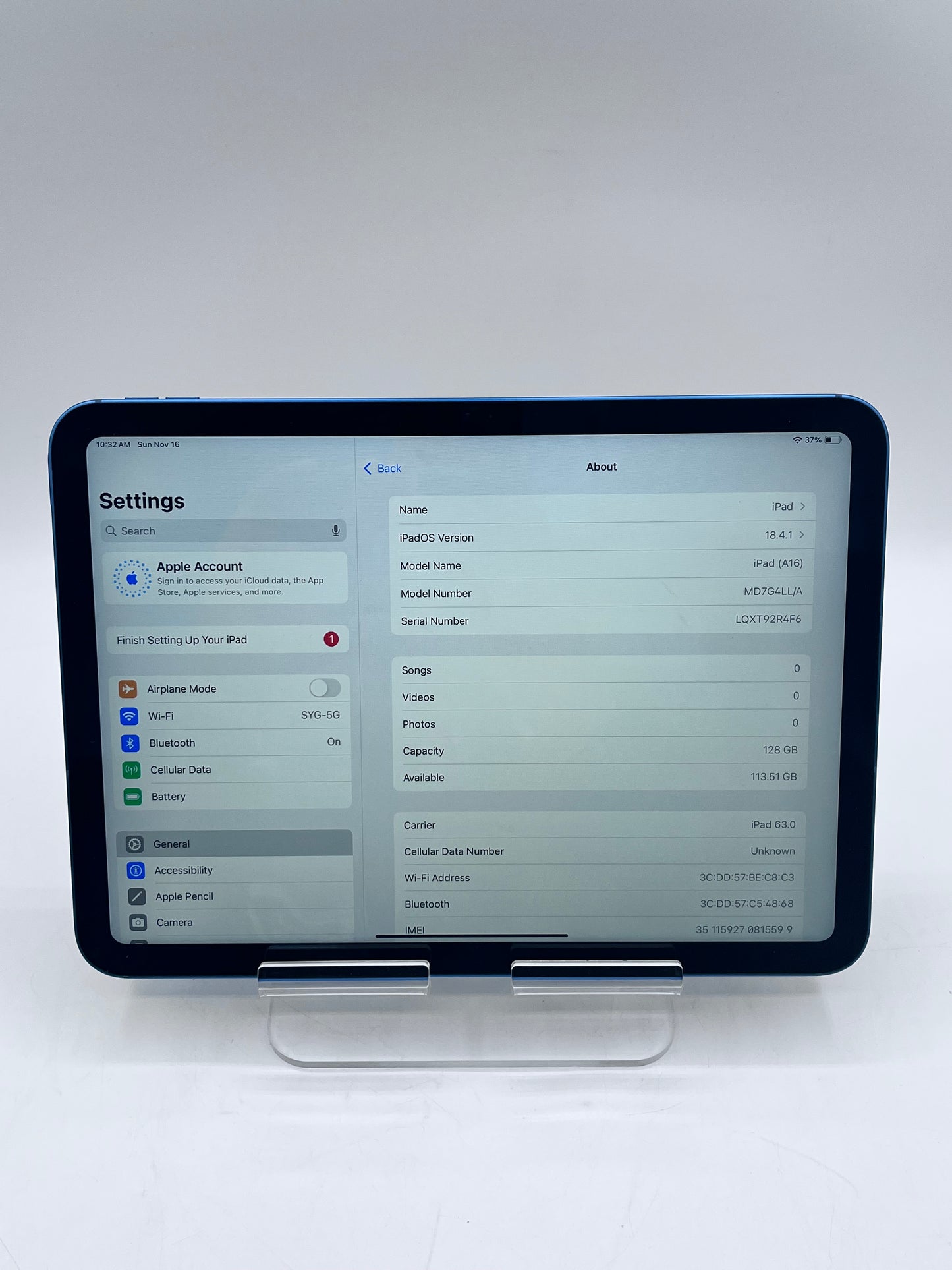 Apple iPad A16 A3355 MD7G4LL/A 10.9" 128GB Cellular - Blue