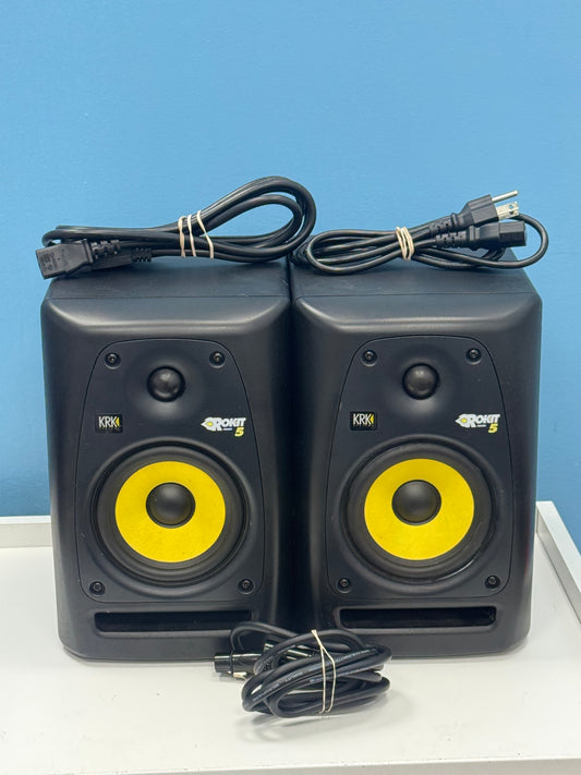 KRK Rokit 5 RPG2 Powered Studio Monitor Speakers Pair In Black W/Cables - Works