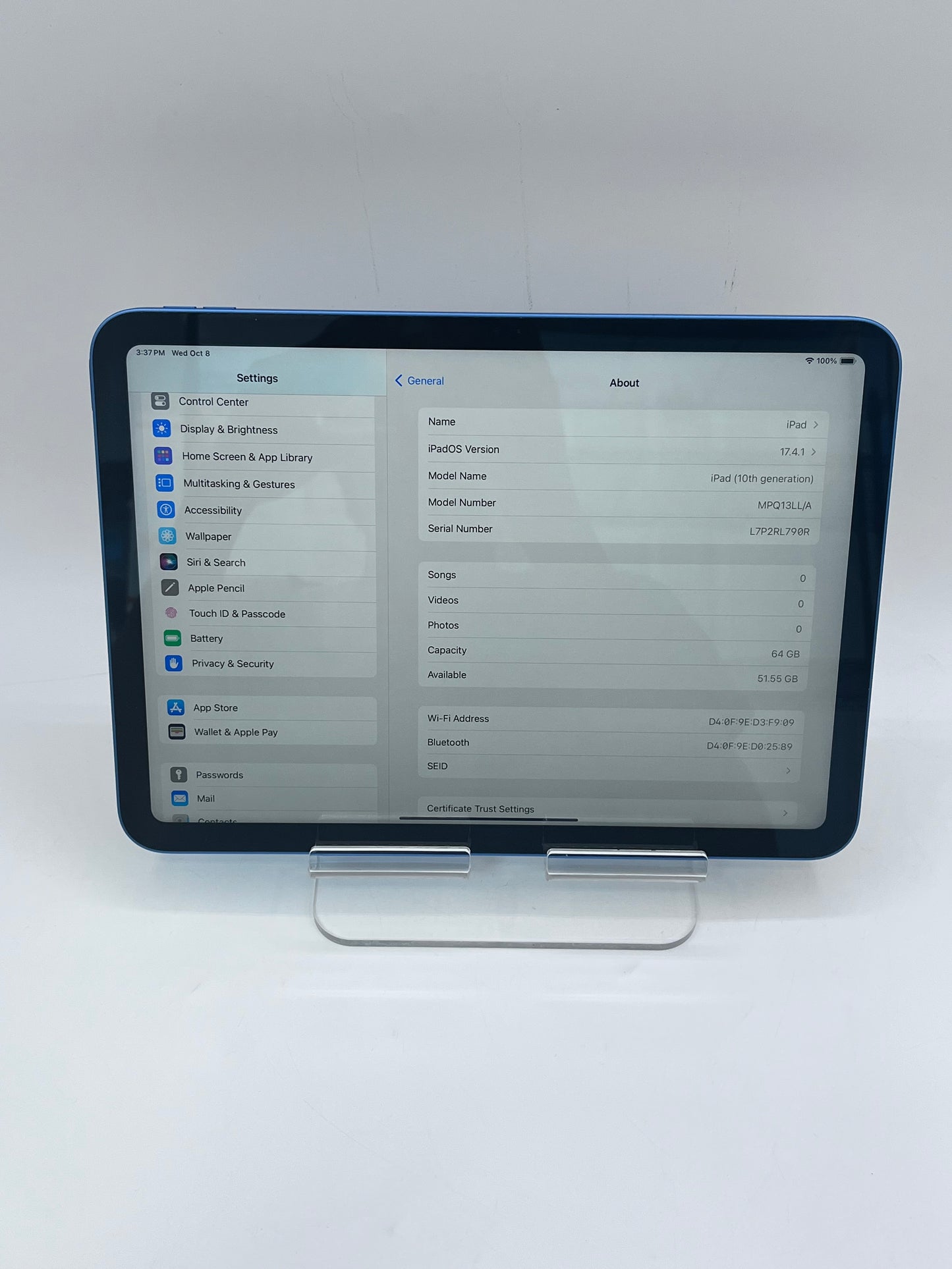 Apple iPad 10th Gen MPQ13LL/A A2696 4GB 64GB - Blue