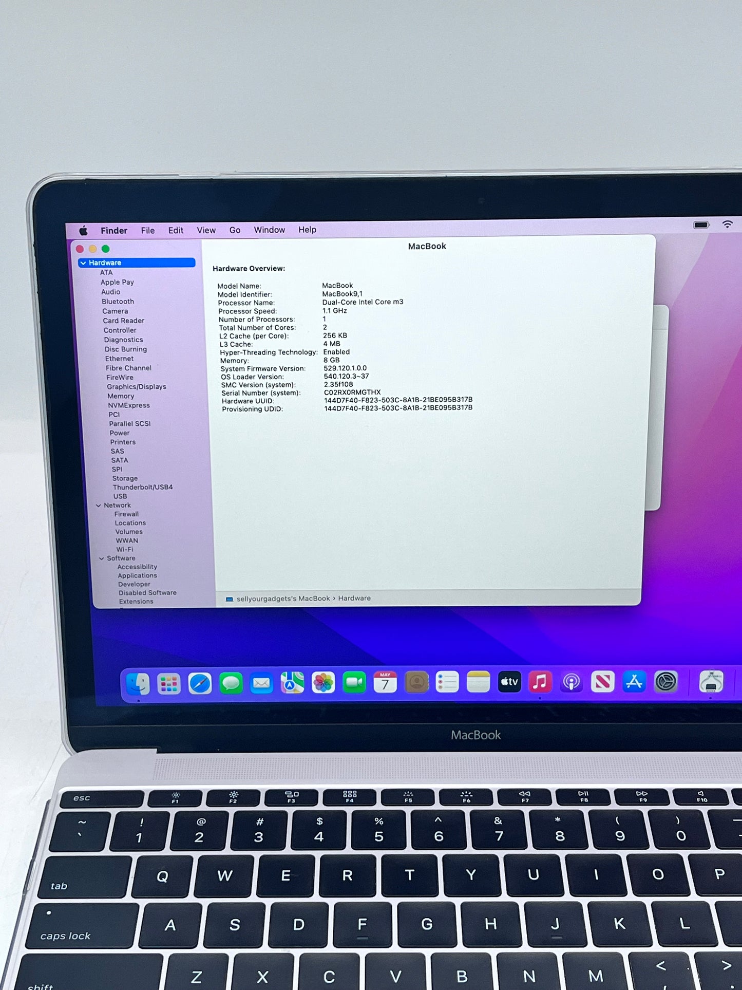 Apple MacBook 12'' Retina M3 2016  (A1534) MLHA2LL/A - 8GB RAM 256GB SSD-Silver