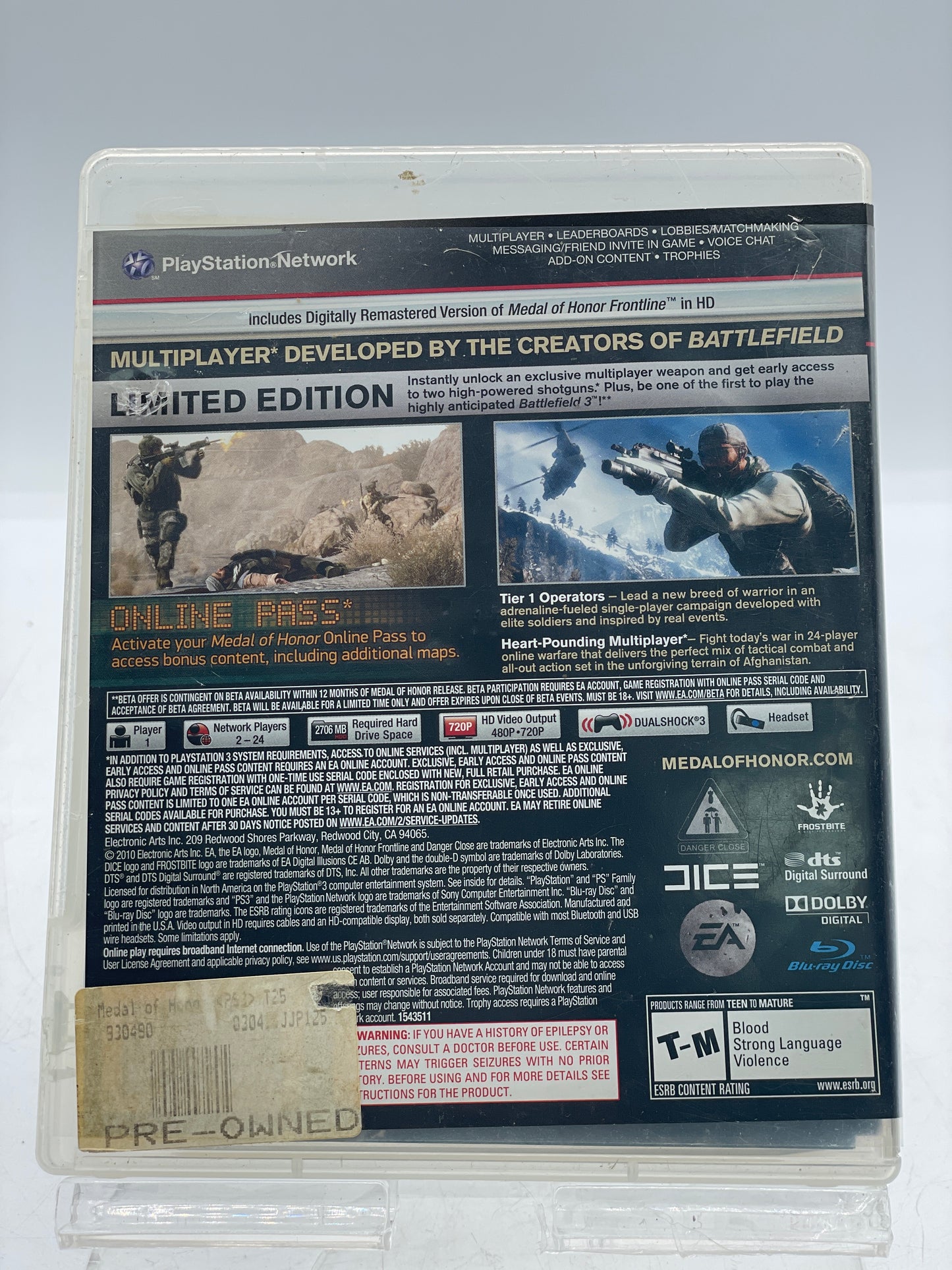 Medal of Honor for PlayStation 3 - Used with Box & Manual