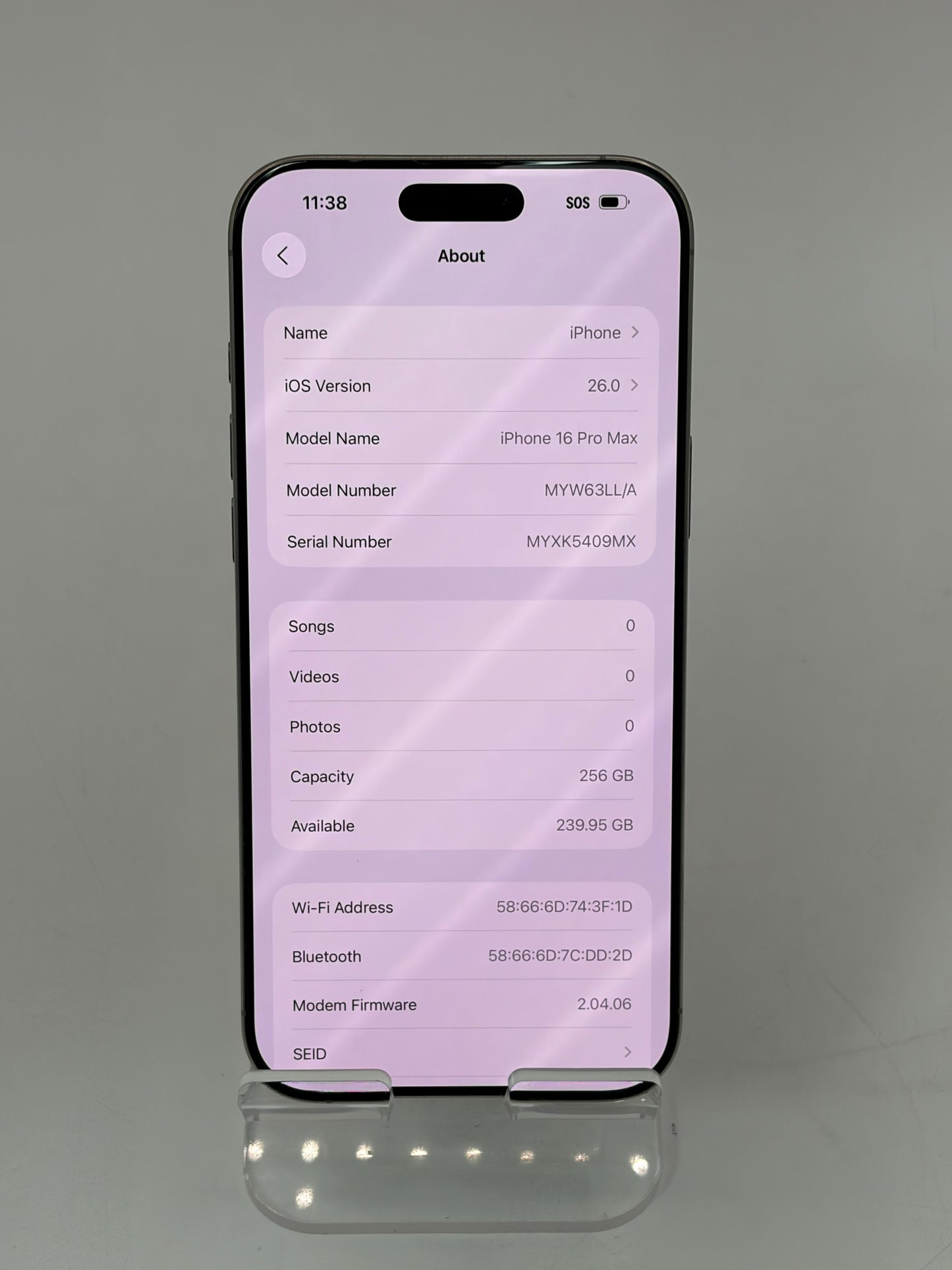 T-Mobile Only Apple iPhone 16 Pro Max 256GB A3084 MYW63LL/A 91% BH Titanium