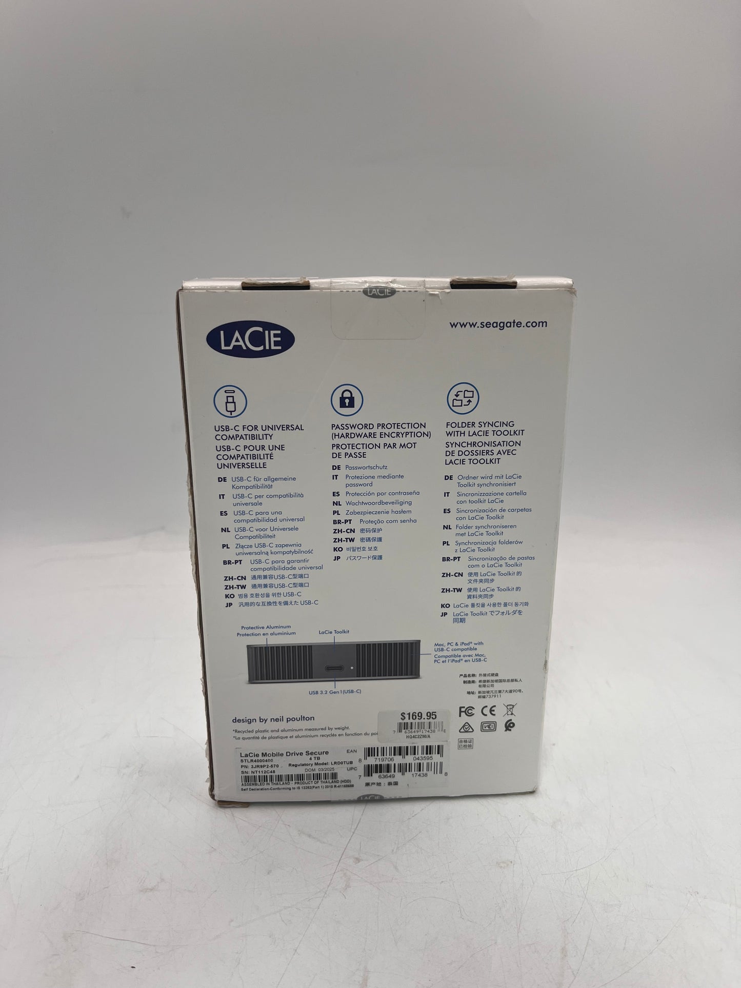LaCie Mobile Drive Secure STLR4000400 4 TB Portable Hard Drive