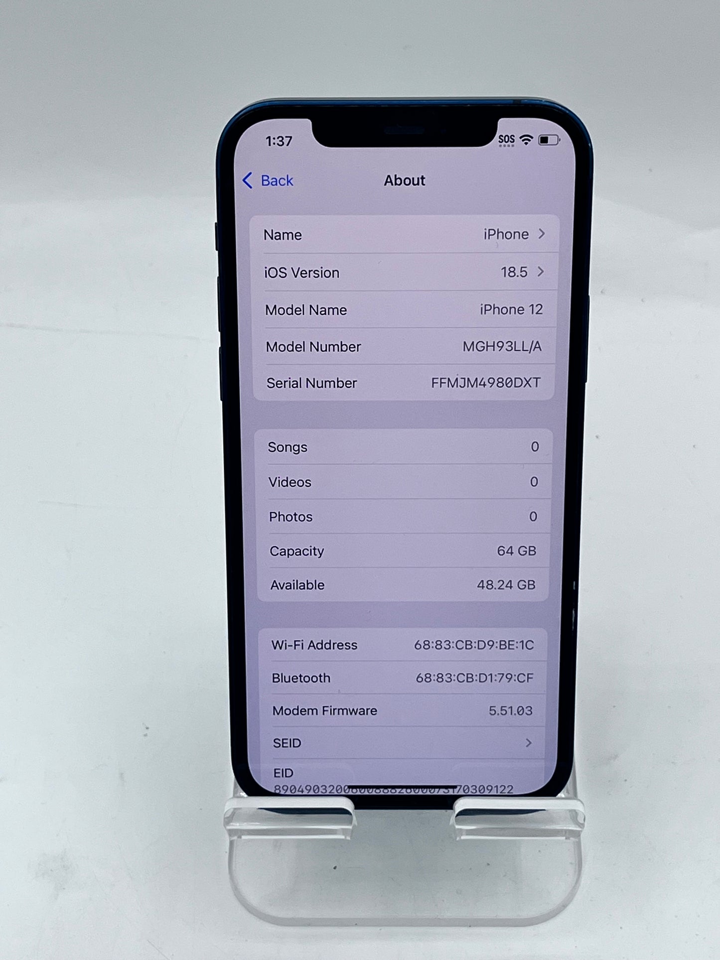 Unlocked Apple iPhone 12 MGH93LL/A A2172 6.1' 64GB - Blue
