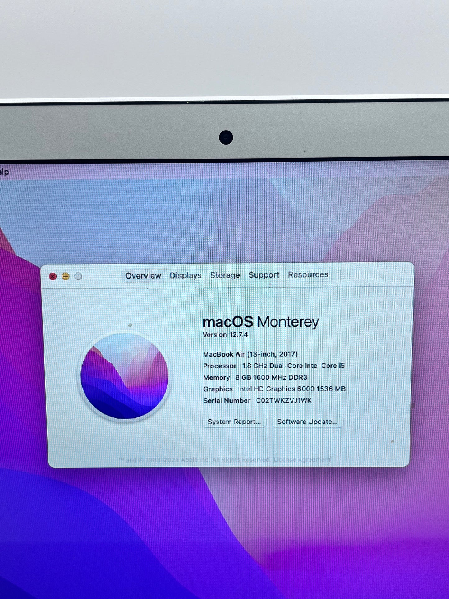 Apple MacBook Air 13" 2017 1.8 GHZ Core i5 A1466 8GB RAM 128GB SSD