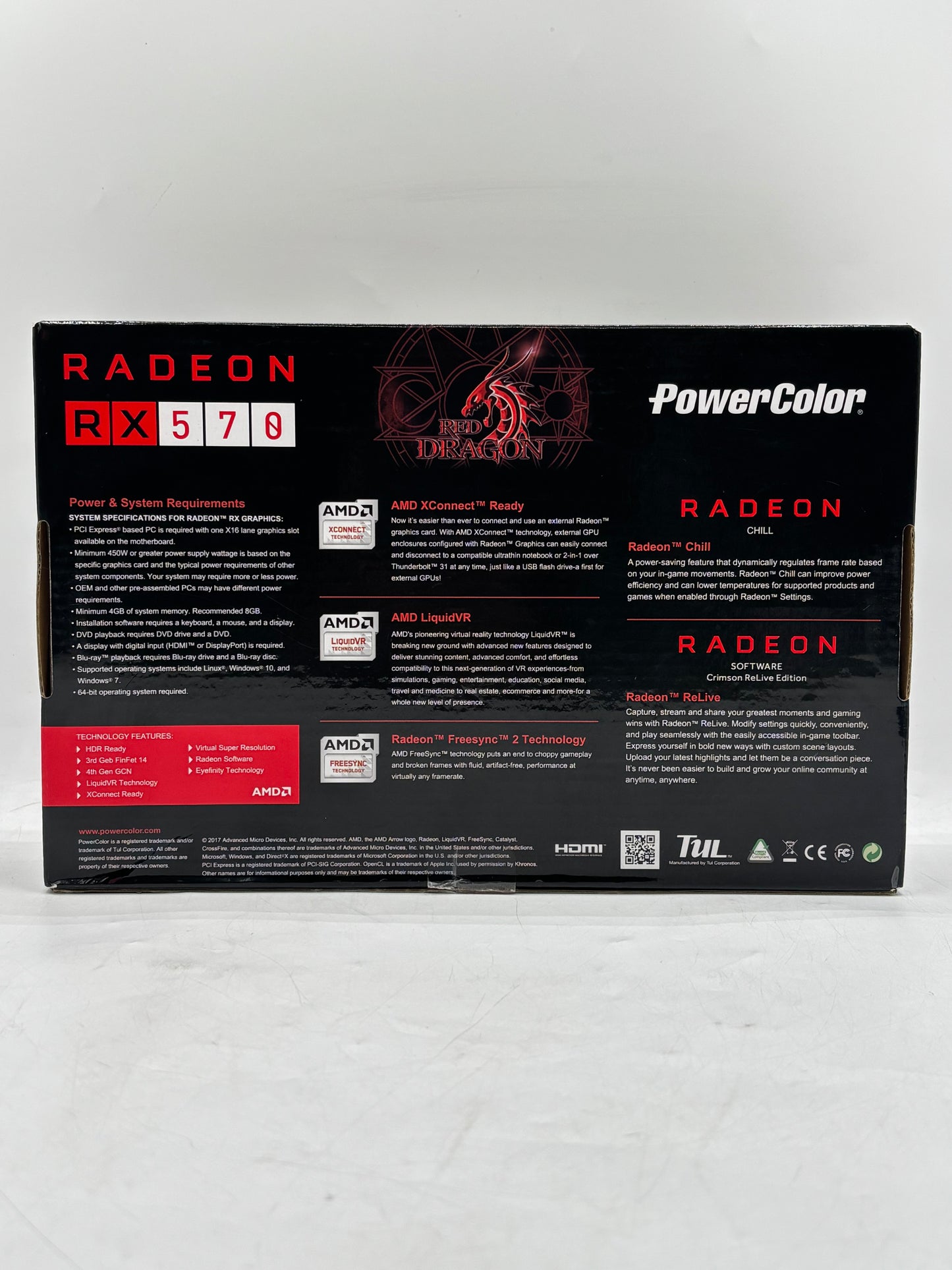 NEW OPEN BOX Power Color Red Dragon Radeon RX 570 4GB GDDR5 Graphics Card, Black