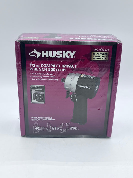 HUSKY 1001 659 931 1/2" Compact Impact Wrench Pneumatic 500 Ft. Lbs. - Black
