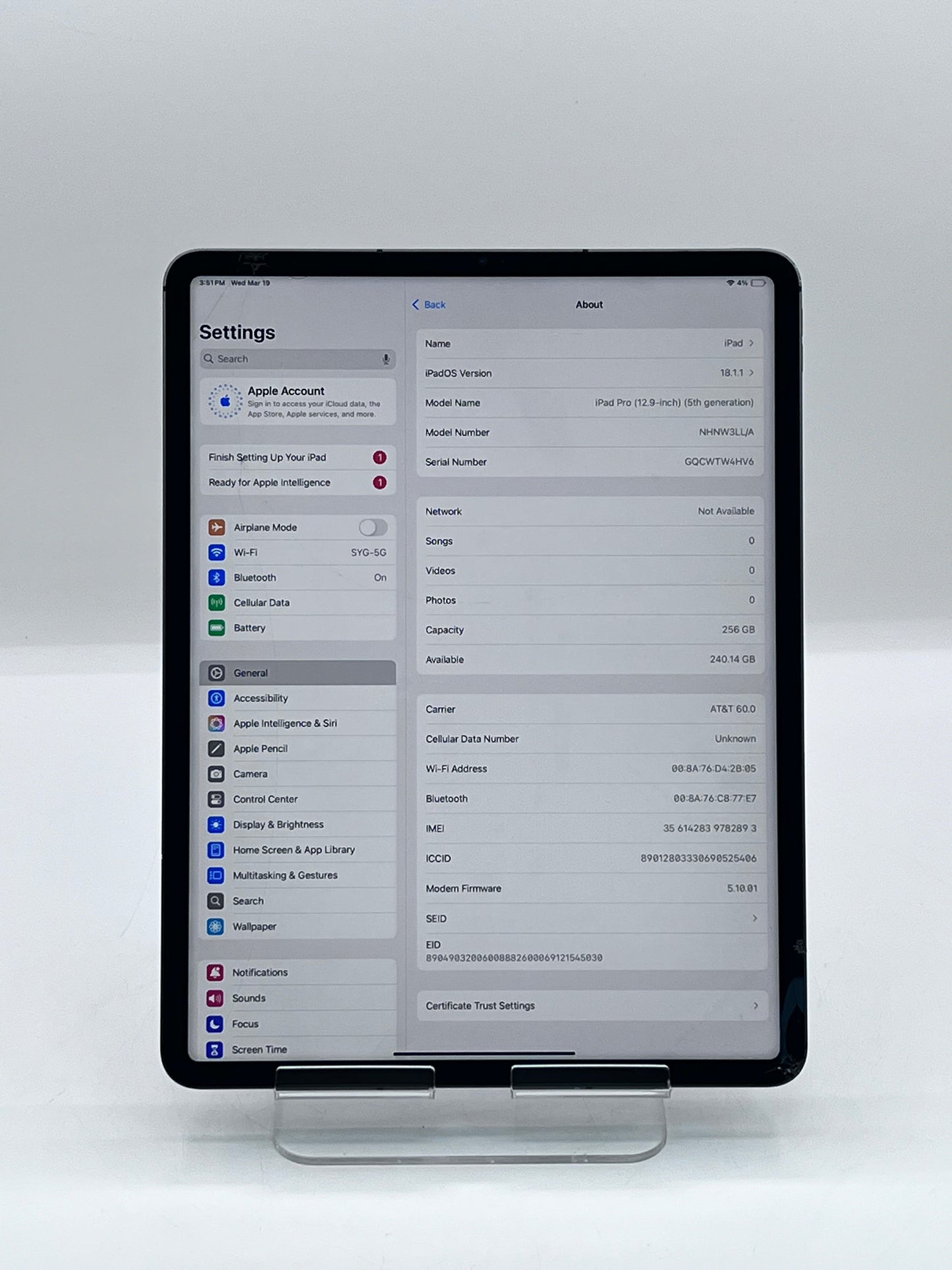 Apple iPad Pro 12.9" (5th Gen) 256GB (Unlocked) A2379 Space Gray - Glass Cracked