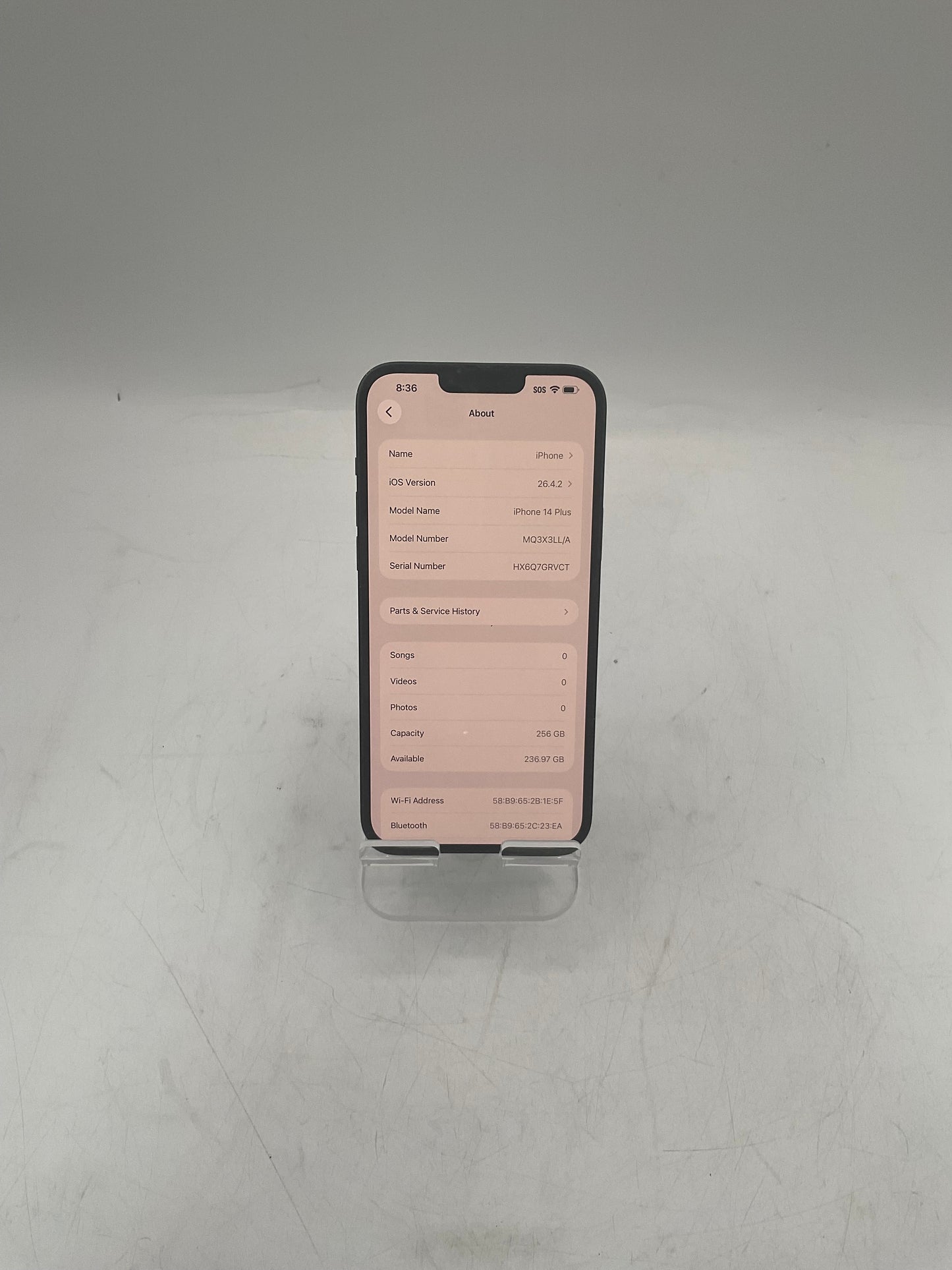 Unlocked Apple iPhone 14 Plus mq3x3ll/a a2632  128GB Black SERVICE BATT