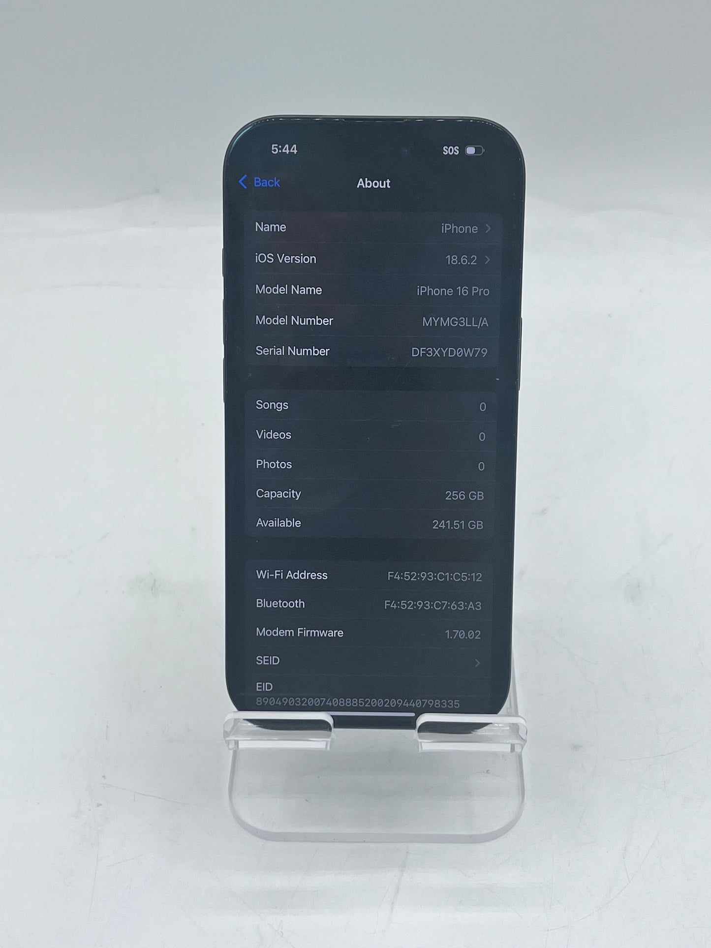 Unlocked Apple iPhone 16 Pro 6.1" 256GB A3083 MYMG3LL/A - Black 100% BH