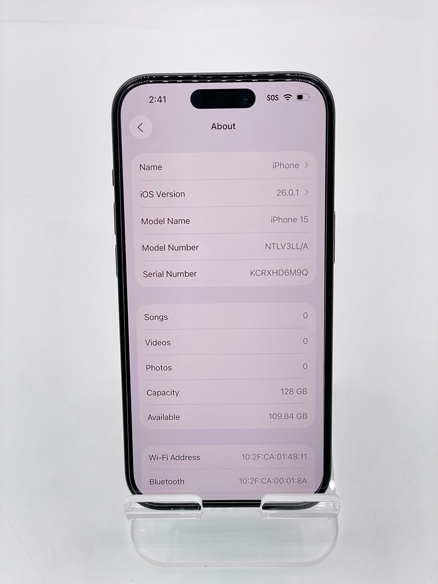 Wi-Fi ONLY Apple iPhone 15 128GB A2846 NTLV3LL/A 98% BH - Black