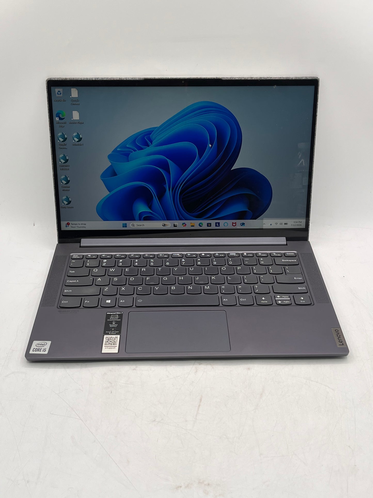 Lenovo IdeaPad Slim 7 15" Laptop Core i5 16GB 512GB Silver TOUCH