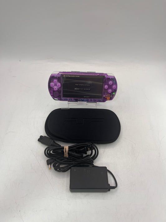 Sony PSP 3000 Handheld Console Custom Transparent Purple w/ Charger