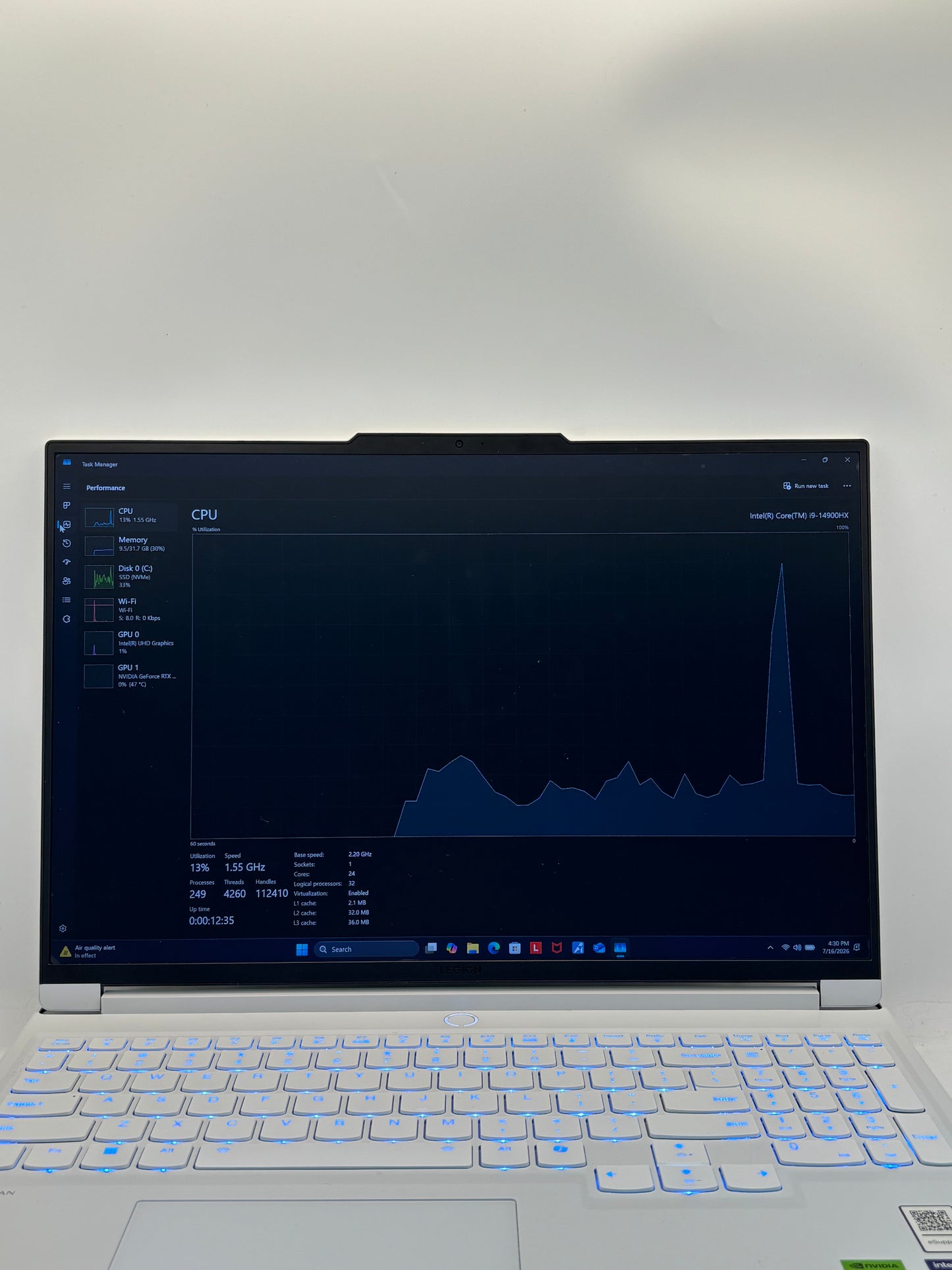 Lenovo Legion 7i 16” Core i9-14900HX, 32GB, 1TB SSD, RTX 4070, White Excellent Condition