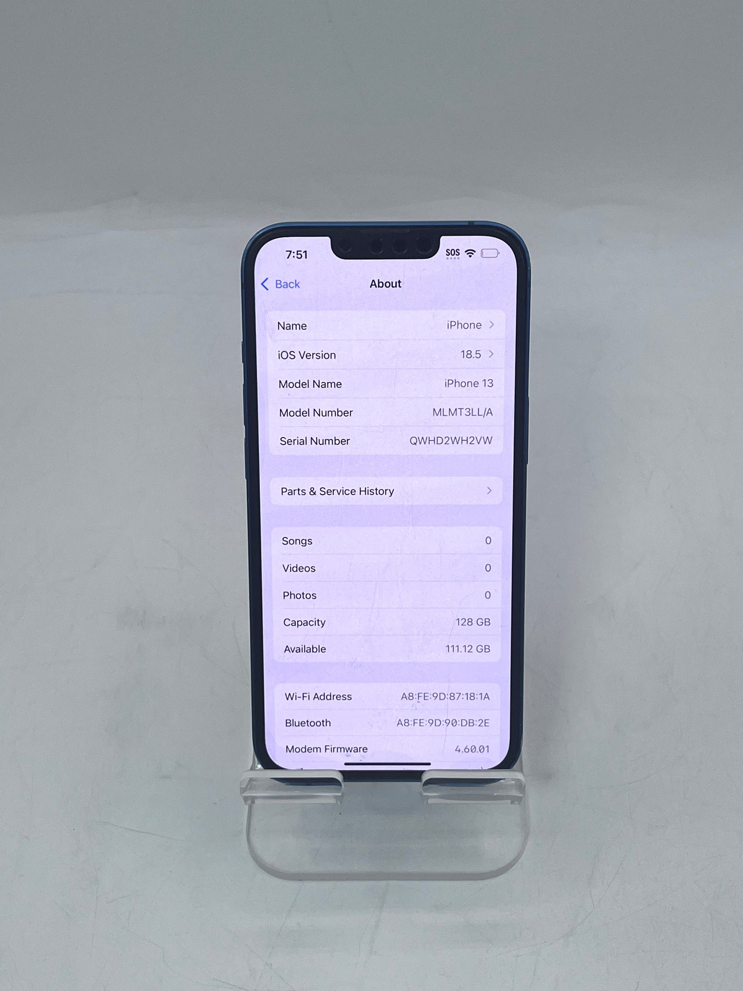 Unlocked Apple iPhone 13 A2482 MLMT3LL/A 128GB 2021 Blue