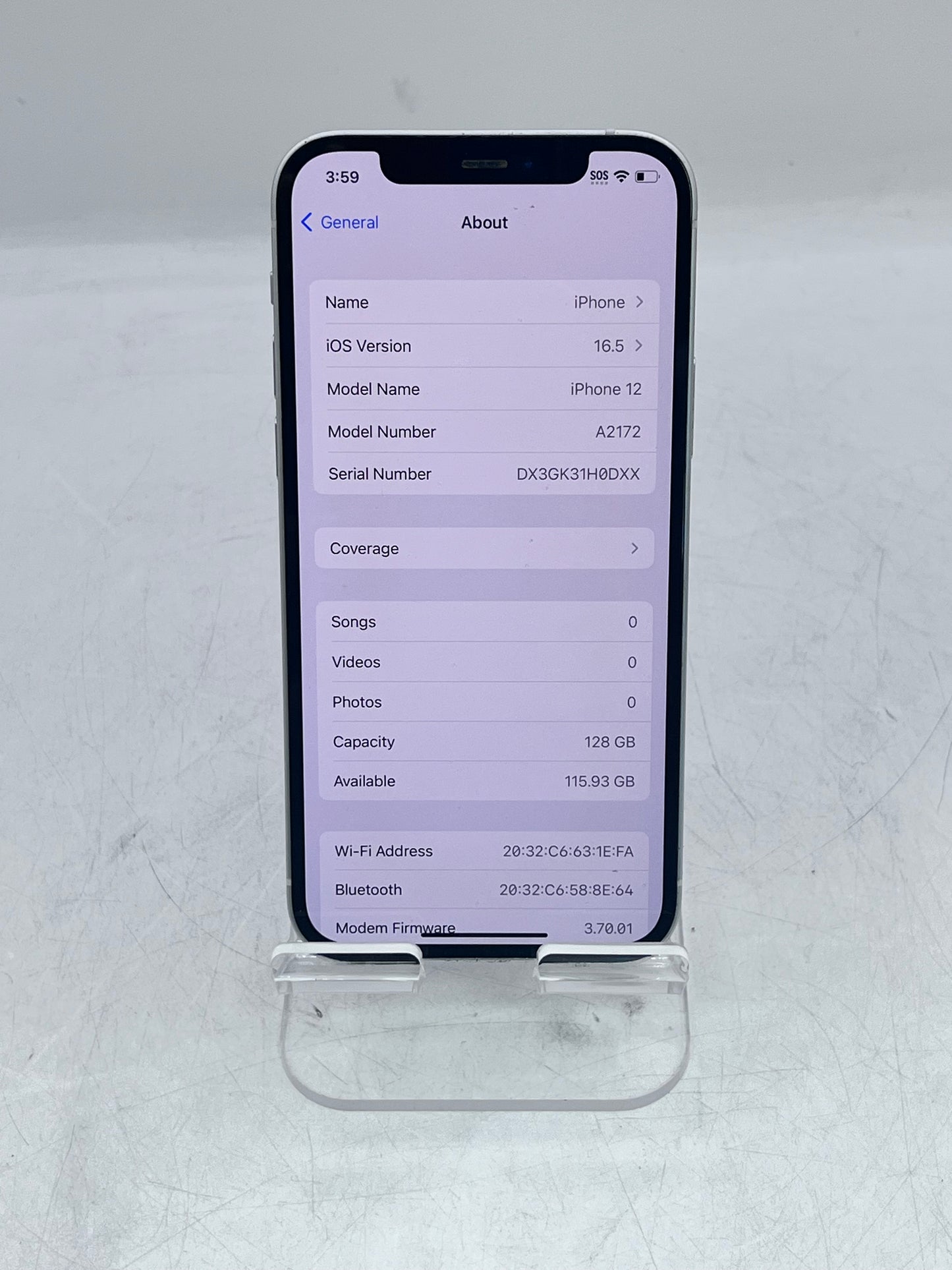 Unlocked Apple iPhone 12 A2172 MGFA3LL/A 128GB - White READ