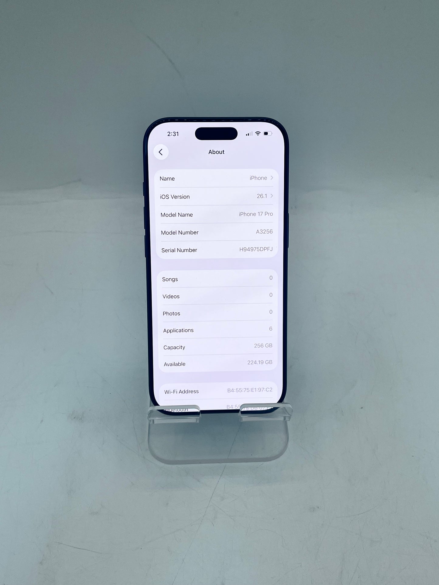 Unlocked Apple iPhone 17 Pro 256GB A3256 MG7M4LL/A Deep Blue 100% Battery Health