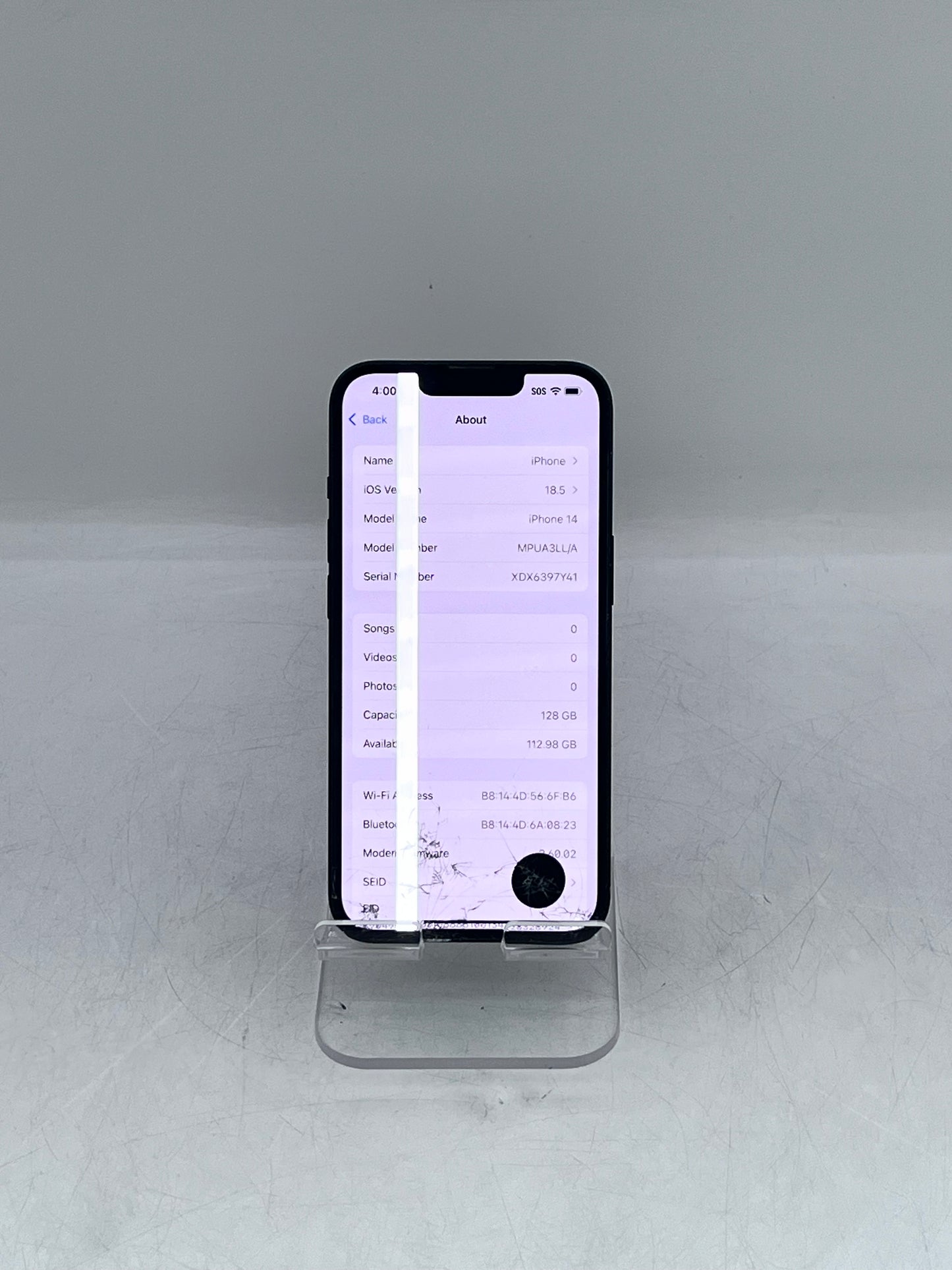 Unlocked Apple iPhone 14 - Midnight 128GB A2649 MPUA3LL/A - READ