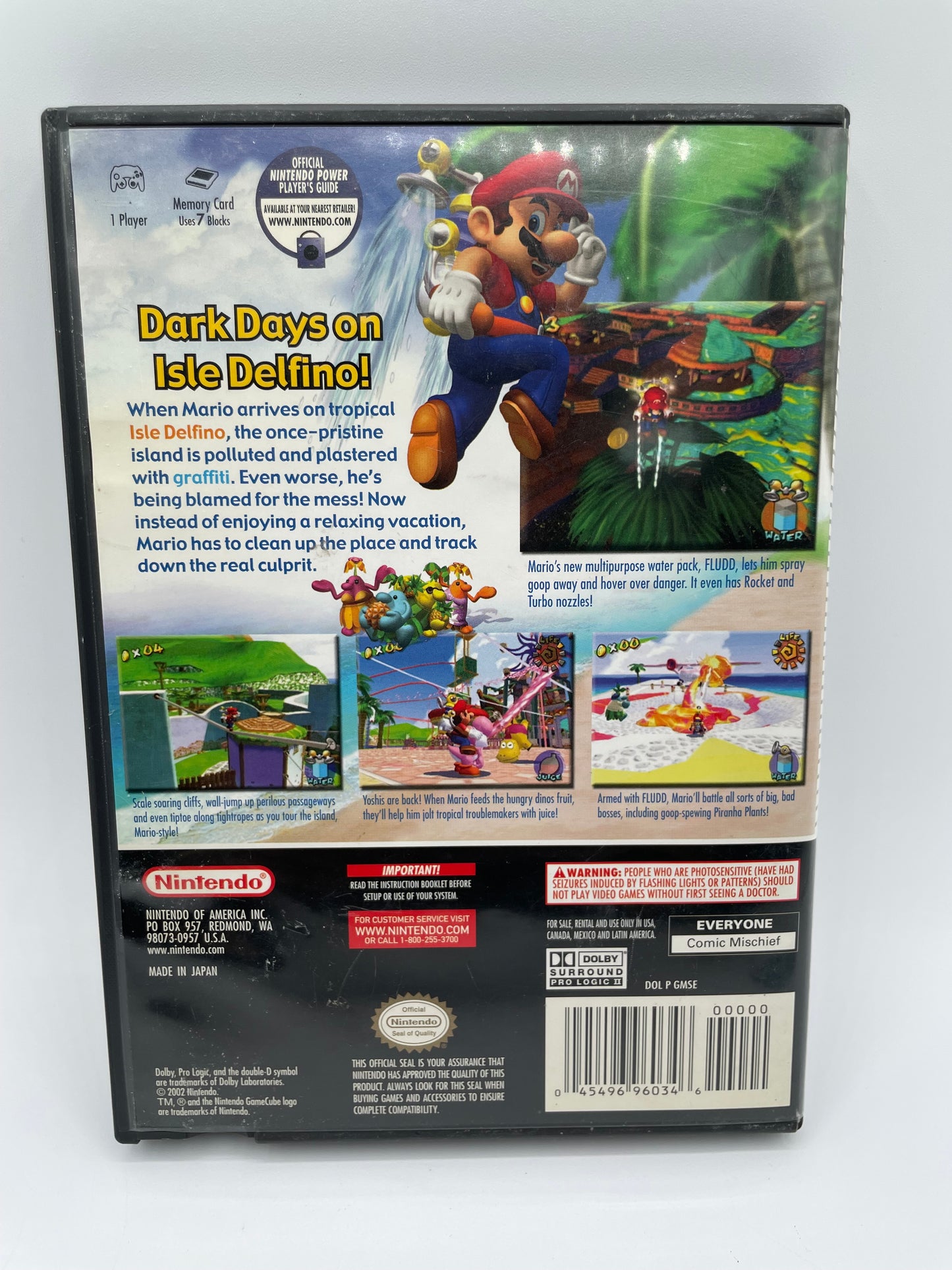 Super Mario Sunshine Nintendo Game Cube with Manual Free Shipping