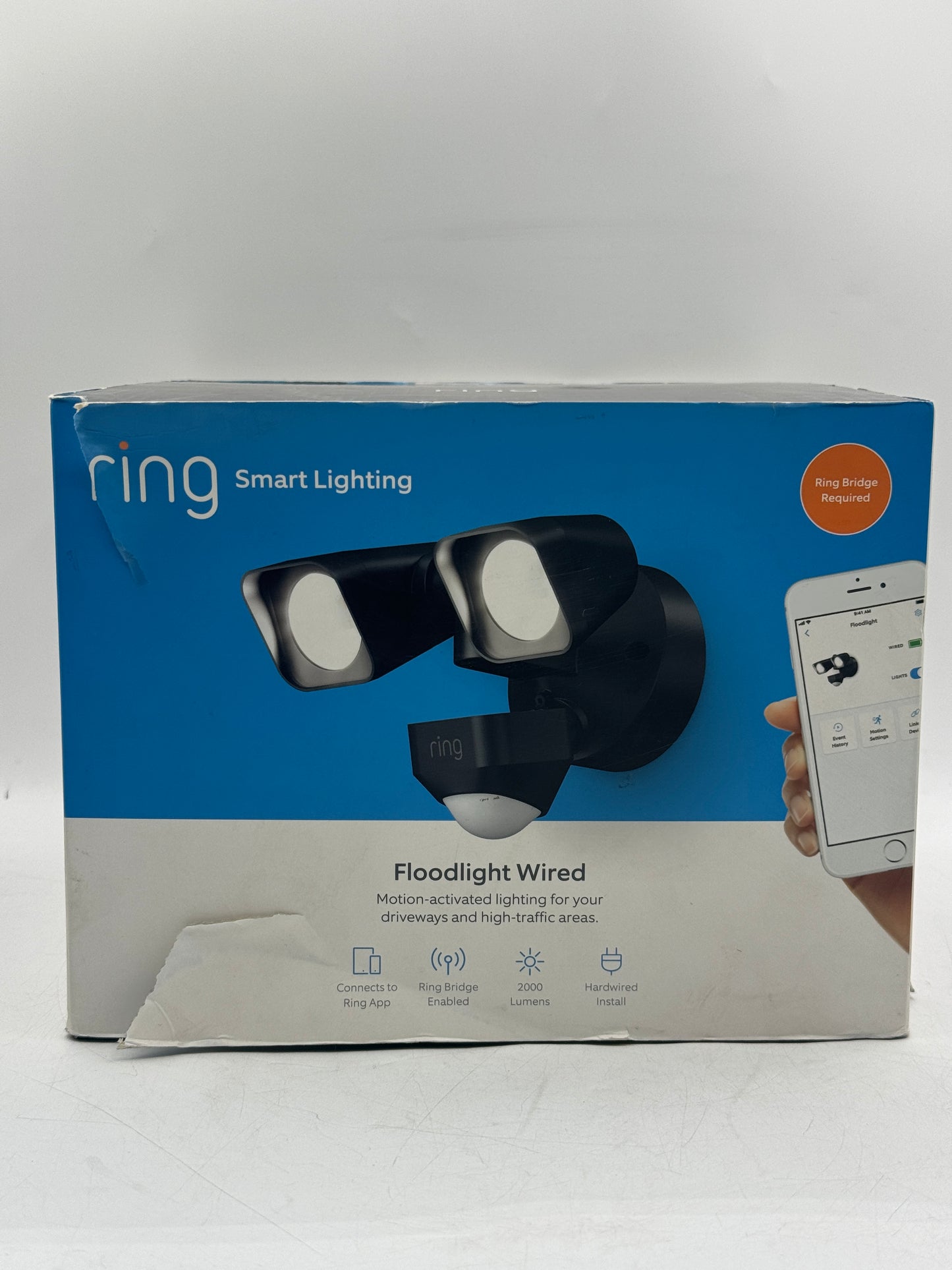 Ring Floodlight Cam Outdoor Wi-Fi Motion Detection 1080p Black Security Camera SEALED