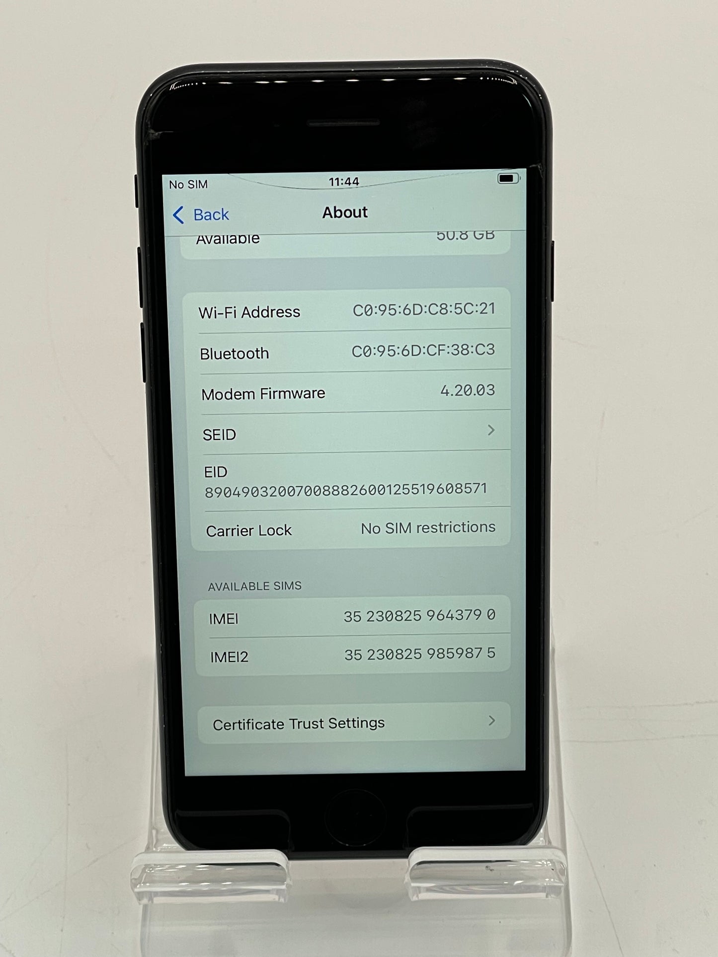Unlocked Apple iPhone SE 3rd Gen - Blue -Broken Front Glass 64GB A2595 MMX53LL/A