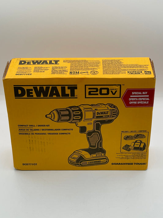 DeWALT  DCD771C2 20V MAX Lithium-Ion 1/2" Compact Drill/Driver Tool Kit