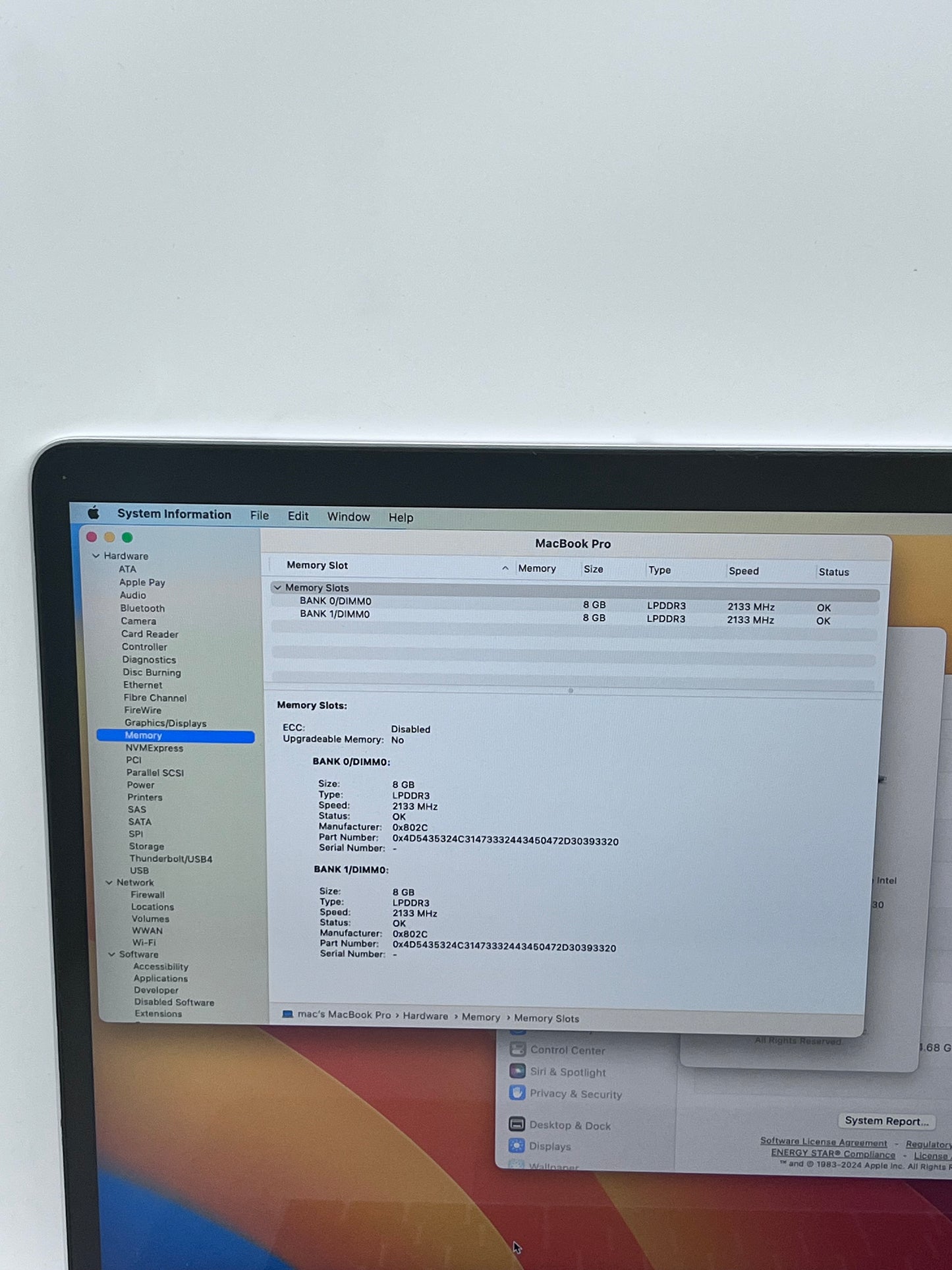 Apple MacBook Pro 15" A1707 2017 Core i7 16GB RAM 500GB Silver