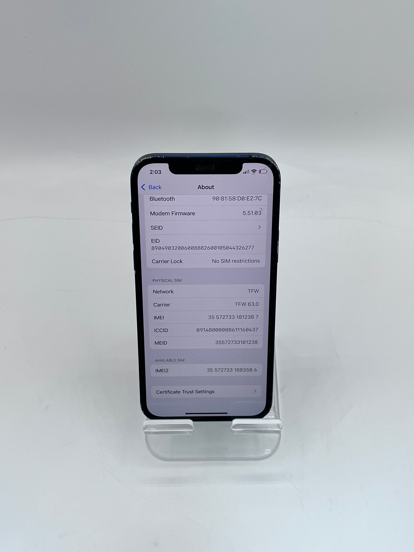 Unlocked Apple iPhone 12 A2172 MGFP3LL/A 64GB - Blue