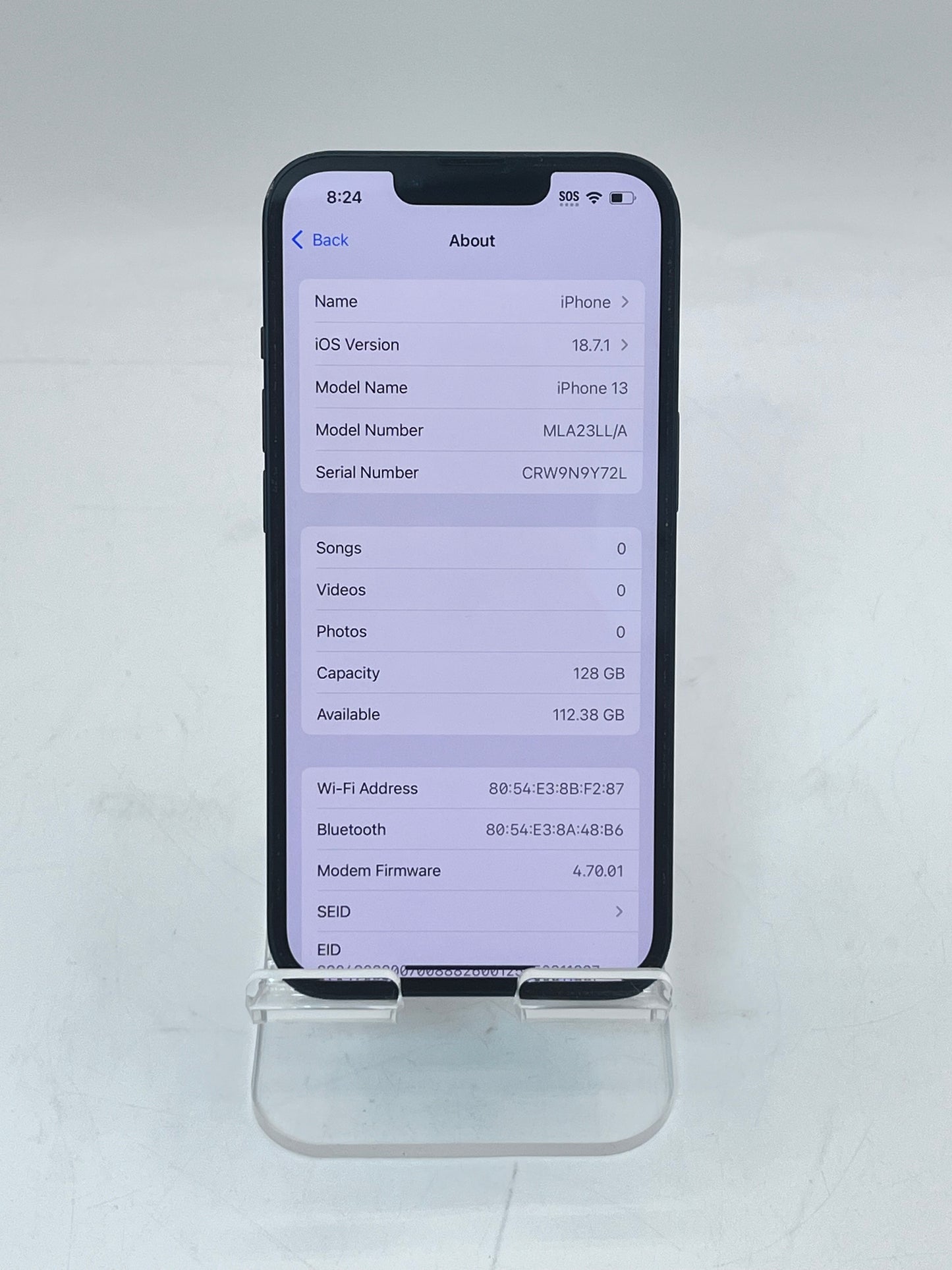 Unlocked Apple iPhone 13 6.1" MLA23LL/A A2482 128GB - Black