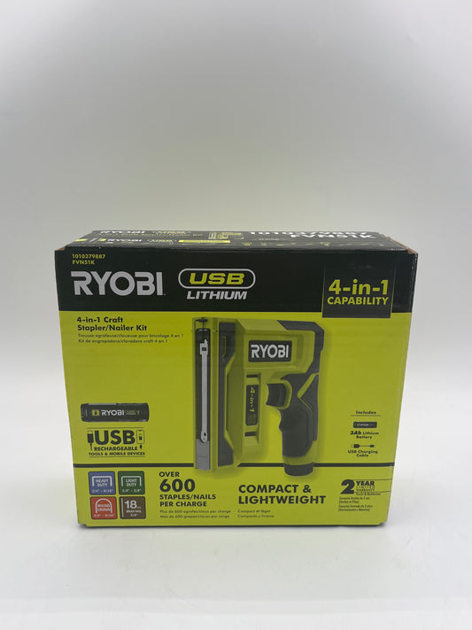 Ryobi FVN51K Lithium 4-in-1 Cordless Stapler/Nailer Kit Green