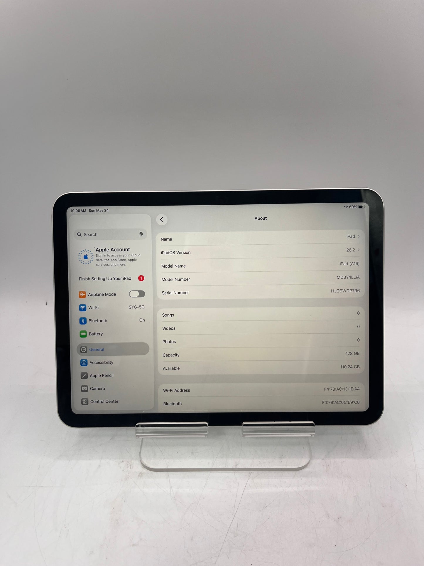 Apple iPad 11" 11th Gen A16 128GB 6GB Silver MD3Y4LL/A 2025 Model 100% Battery Free Shipping