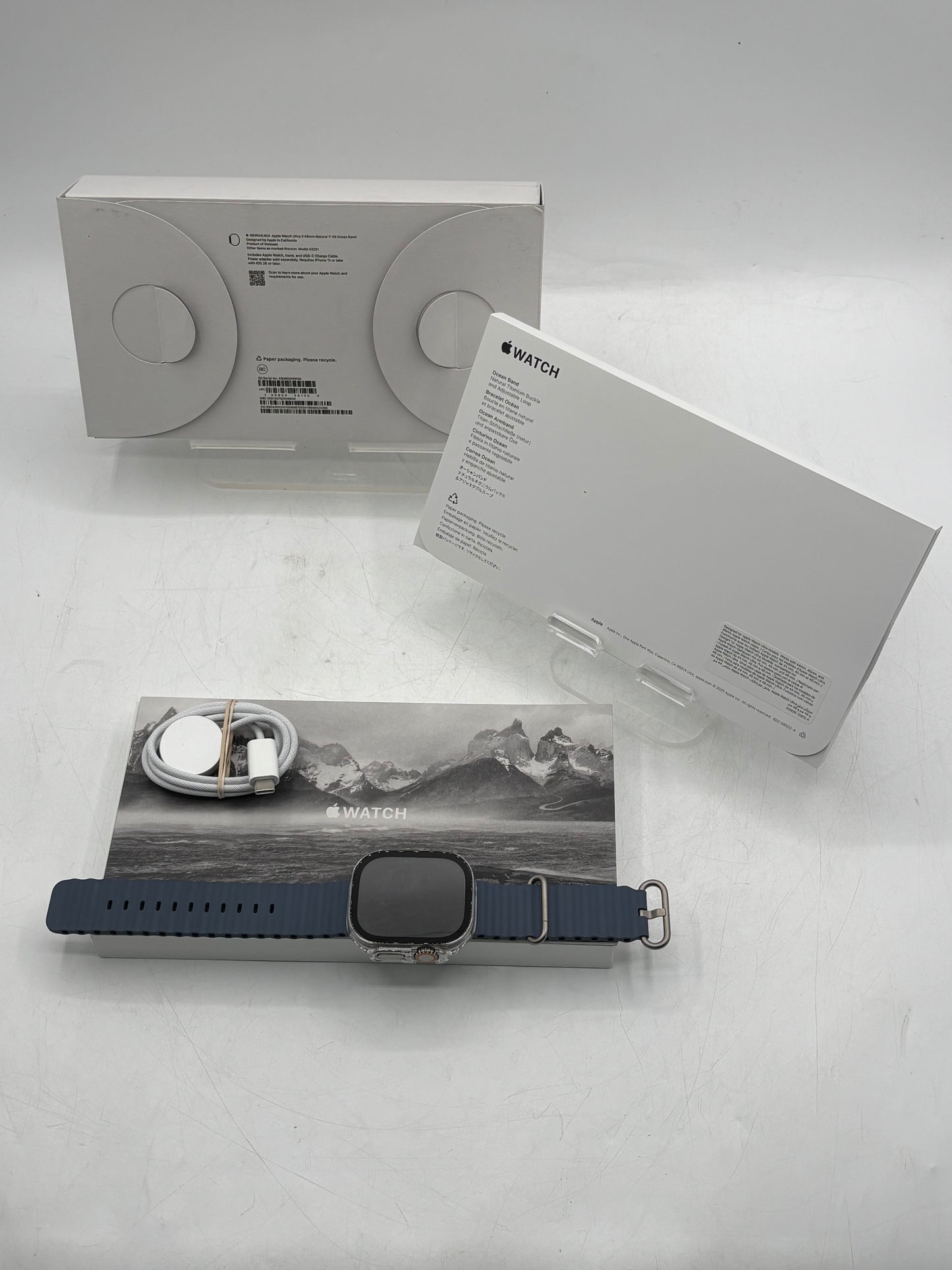 Apple Watch Ultra 3 49mm Cell Natural Titanium Anchor Blue Ocean Band MEWH4LW/A