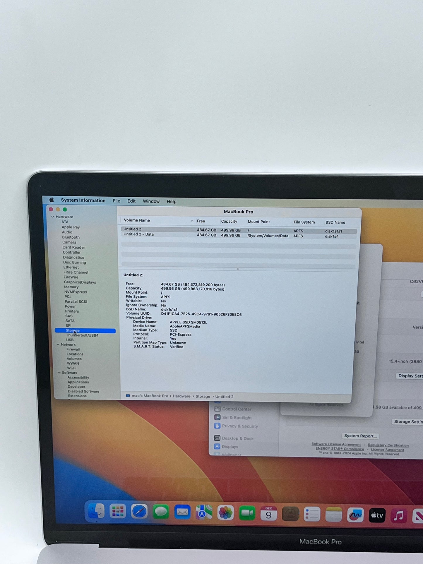 Apple MacBook Pro 15" A1707 2017 Core i7 16GB RAM 500GB Silver