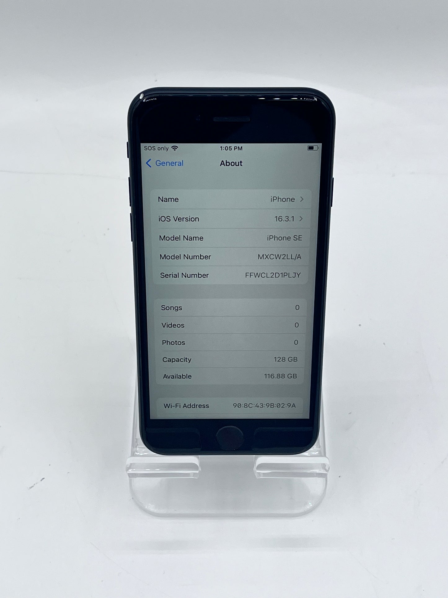 Unlocked Apple iPhone SE 2nd Gen 128GB Black A2275 MXCW2LL/A