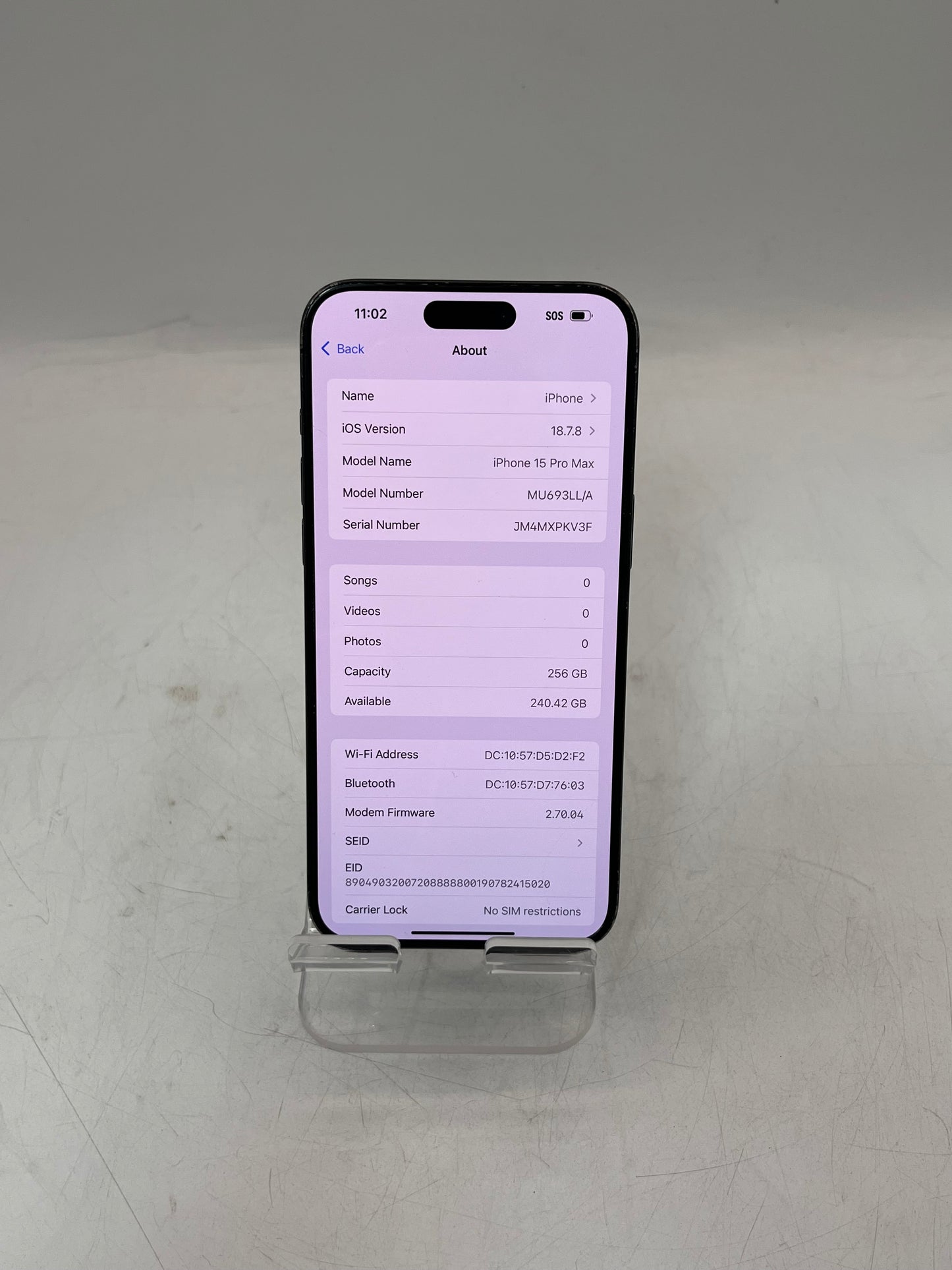 Unlocked Apple iPhone 15 Pro Max 256GB MU693LL/A A2849 Blue 87% BATT READ