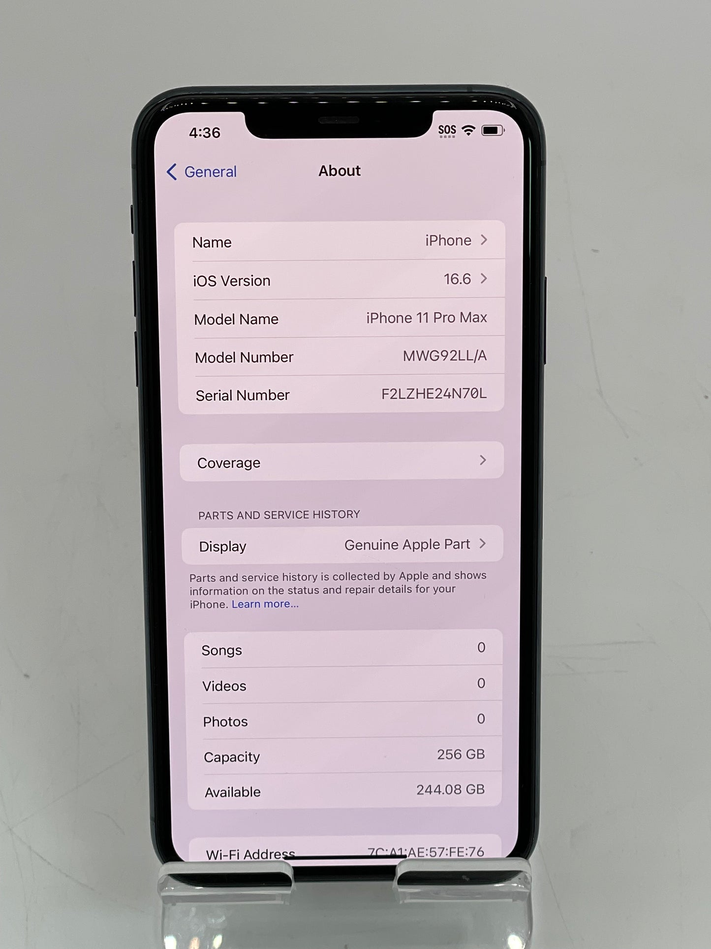 Unlocked Apple iPhone 11 Pro Max 256GB MWG92LL/A A2161 Green 91% Battery