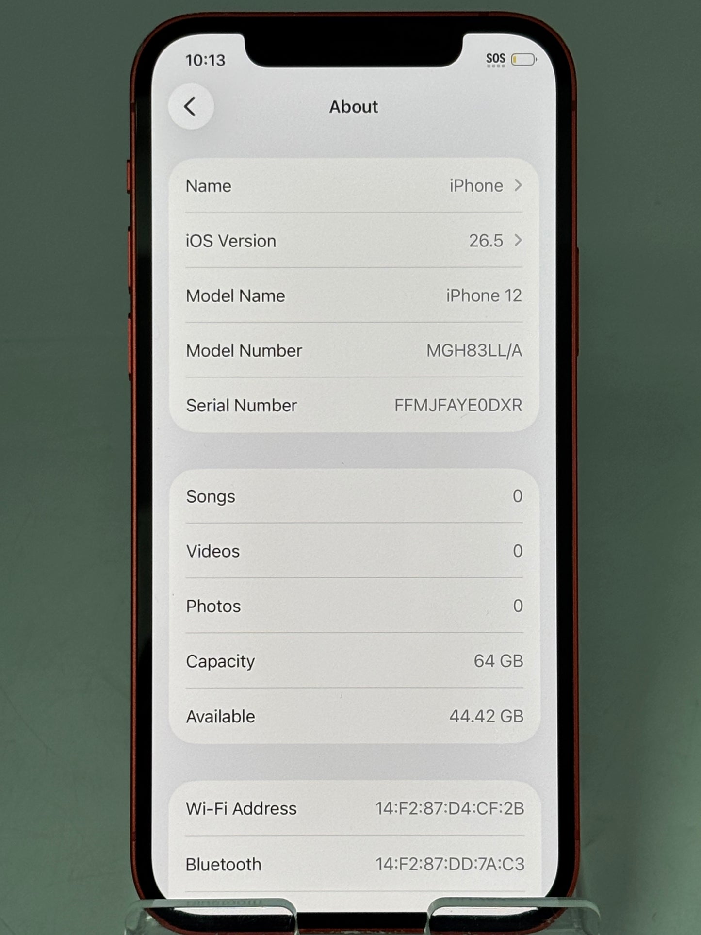 Unlocked Apple iPhone 12 MGH83LL/A A2172 64GB Red 82% BATT