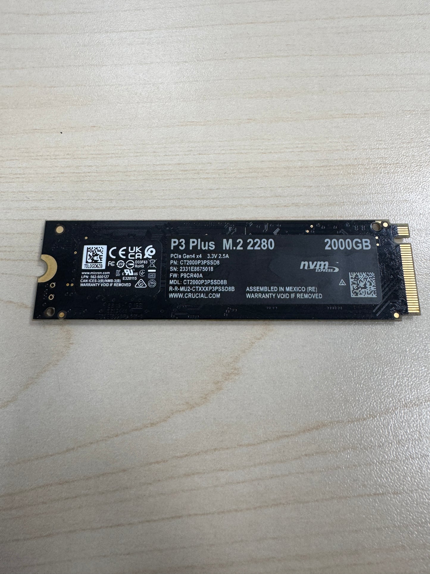 Crucial P3 Plus 2TB PCIe 4.0 M.2 2280 NVMe SSD Tested Free Shipping
