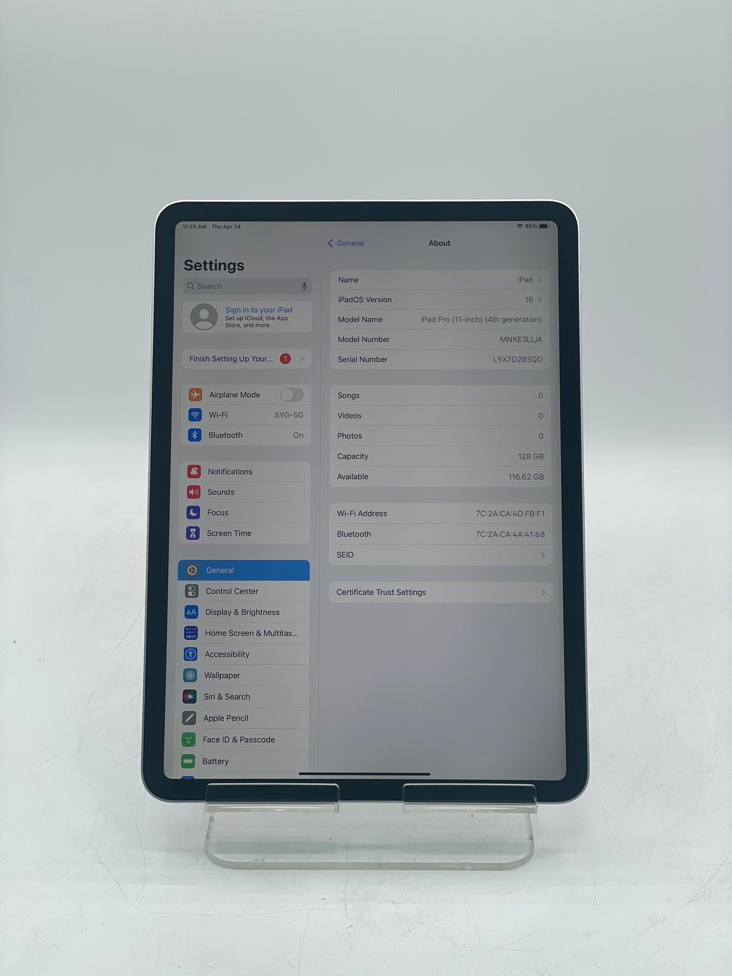 Apple iPad Pro 11" 4th Gen A2759 MNXE3LL/A 128 GB Wi-Fi Only Silver READ