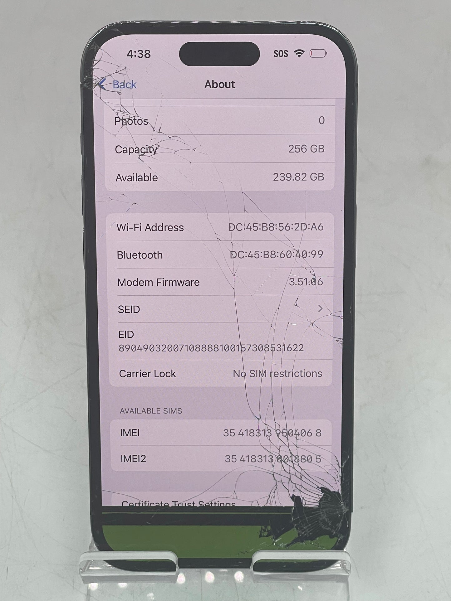 Unlocked Apple iPhone 14 Pro 256GB - A2650 NQ1D3LL/A - Purple