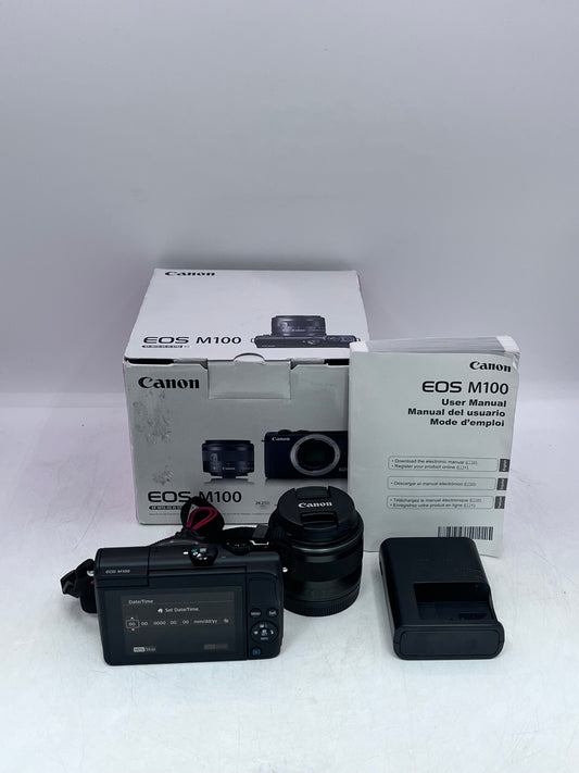 Canon EOS M100 Mirrorless Digital Camera with 15-45mm Lens - Black