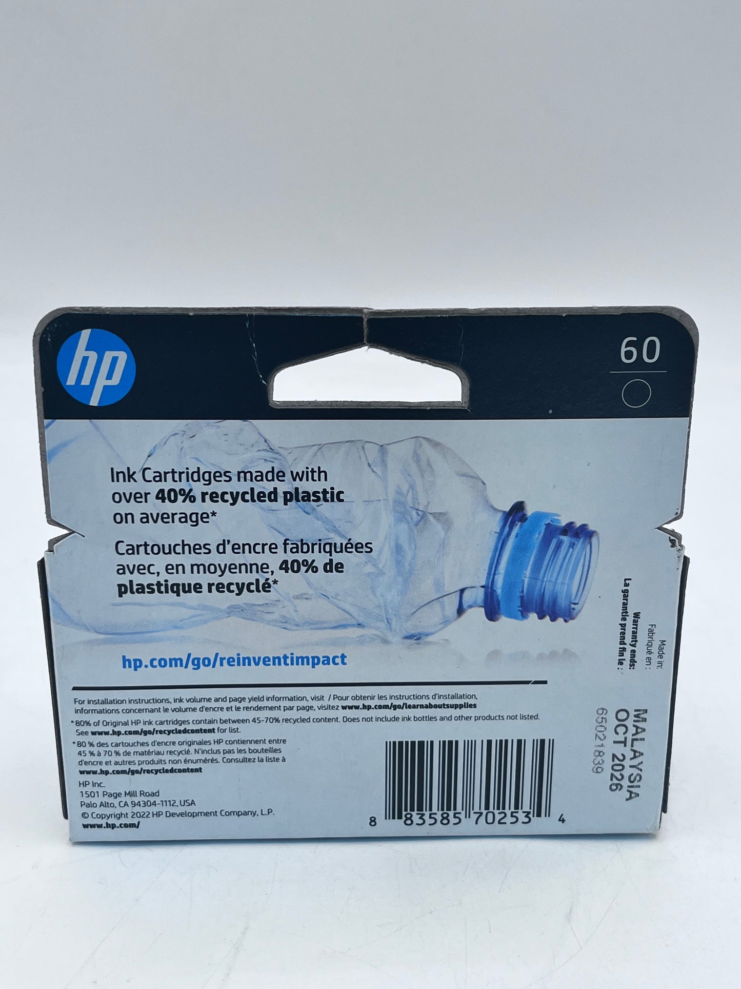 Original Genuine HP 60 Black Ink Cartridge - New In Box