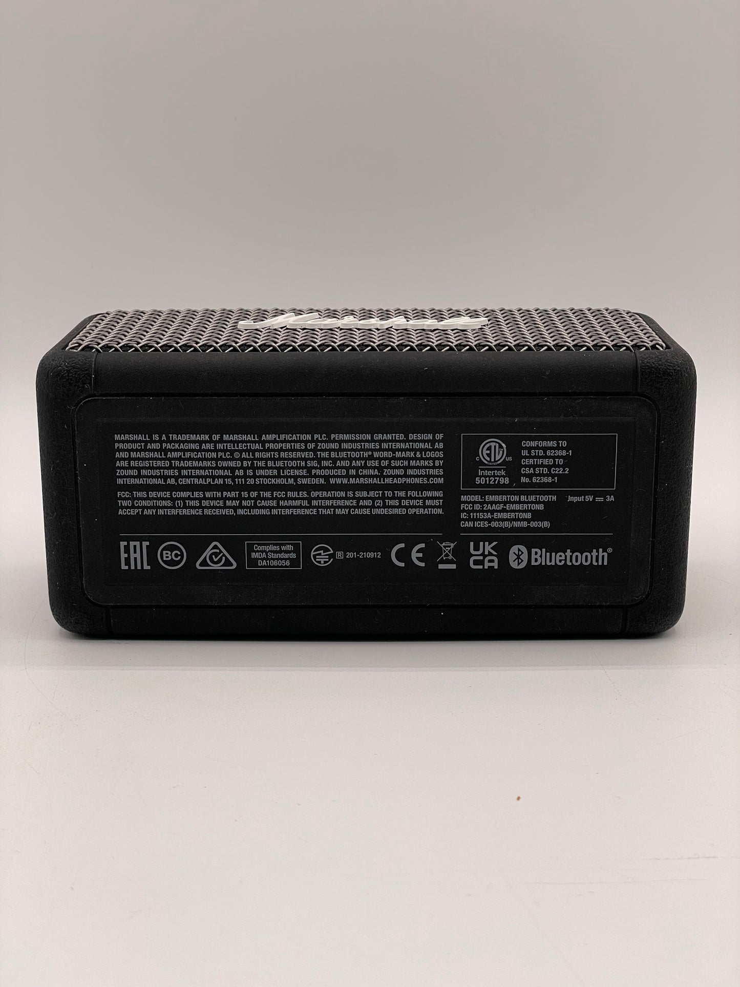 Marshall Emberton Portable Bluetooth Speaker - Black, Excellent Condition