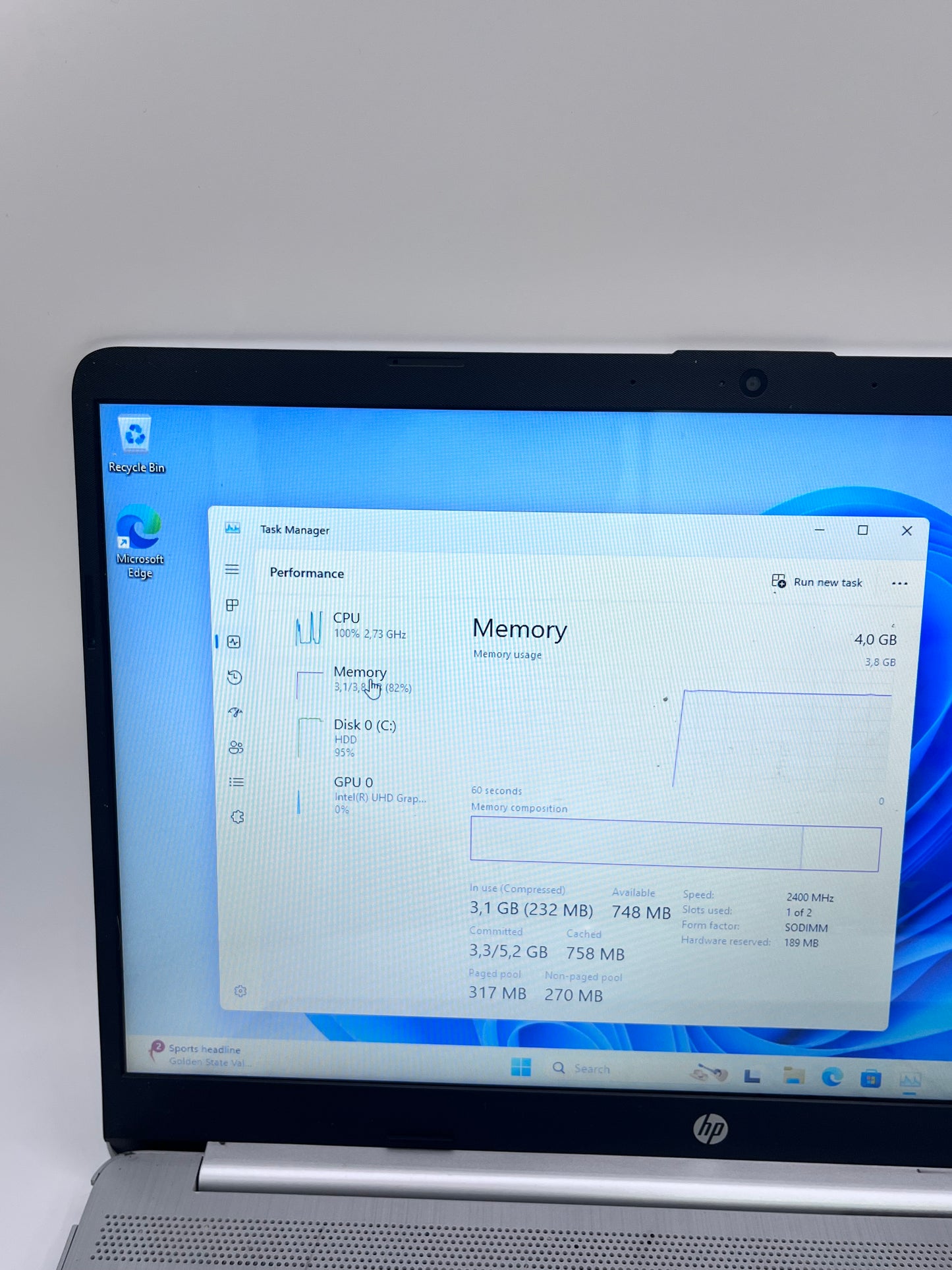 HP 15-dw1032nr Laptop Intel Celeron 1TB  8GB - Silver