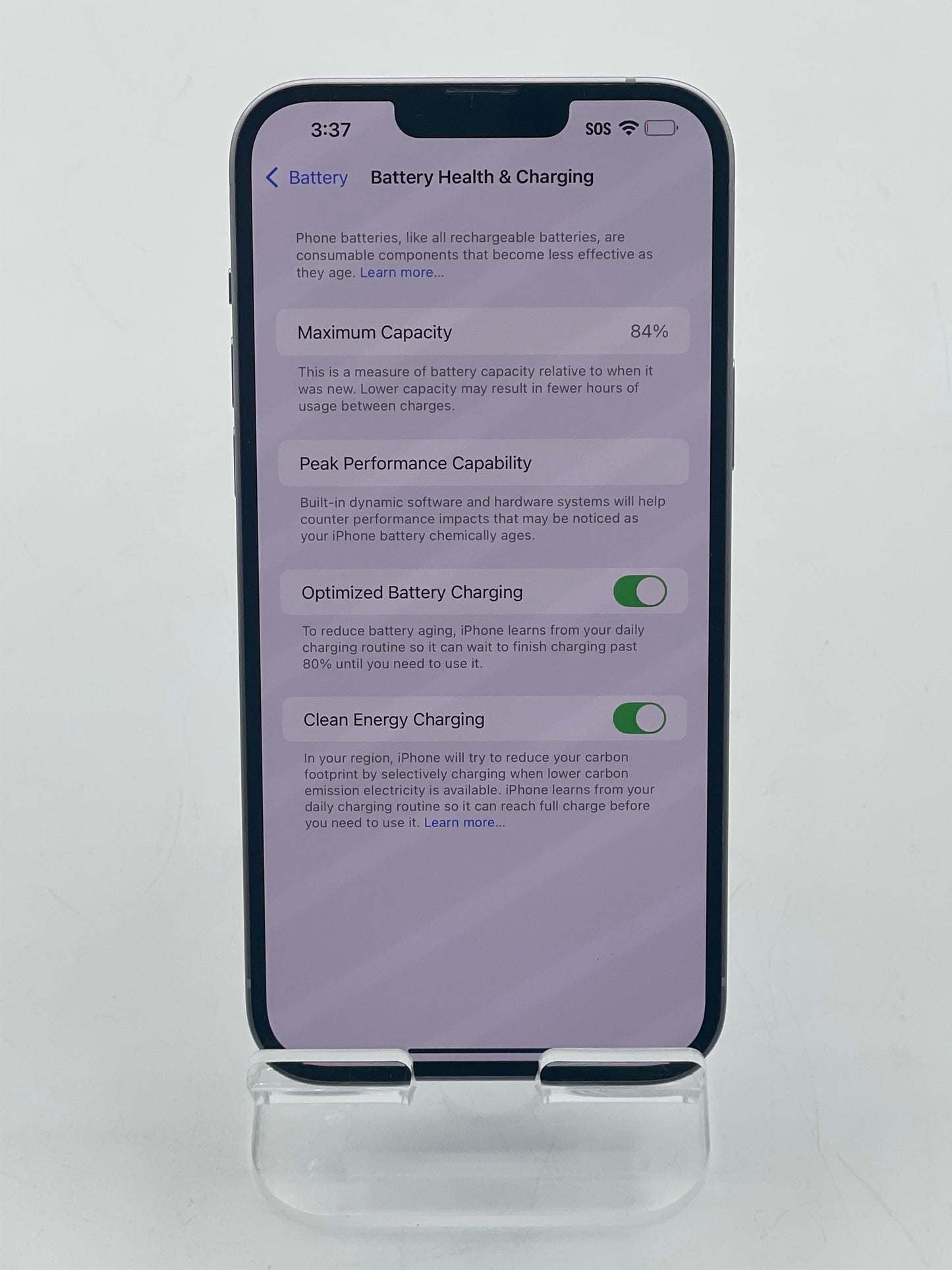 Unlocked Apple iPhone 14 Plus 6.7" 128GB Purple A2632 MQ3U3LL/A 84% Battery