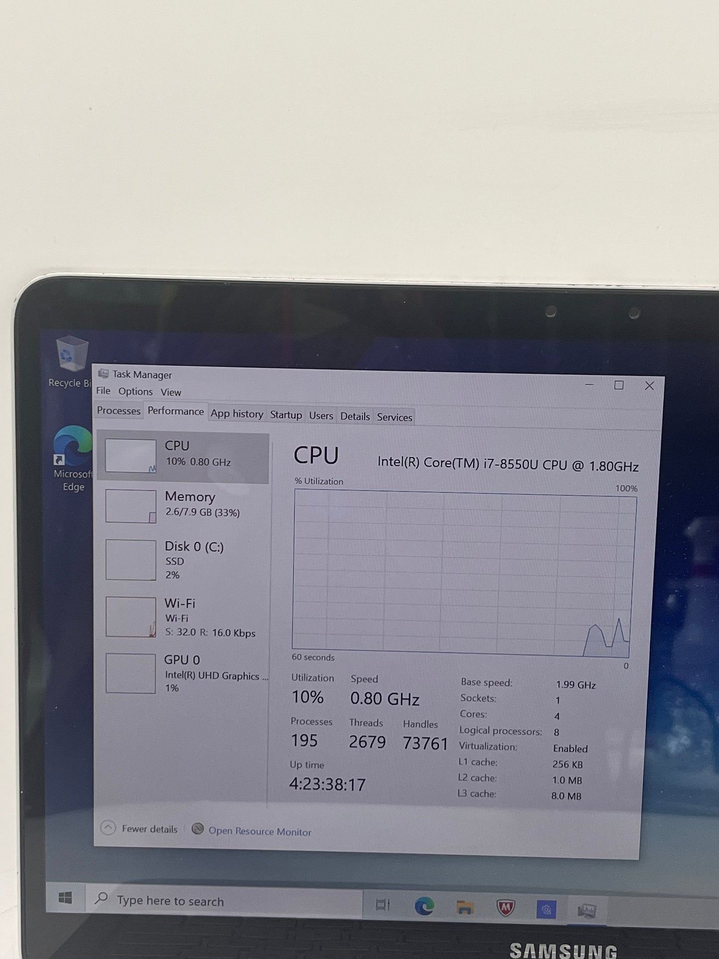 Samsung Notebook 7 Spin 7i-8550U 13.3" 256GB 8GB Laptop Black