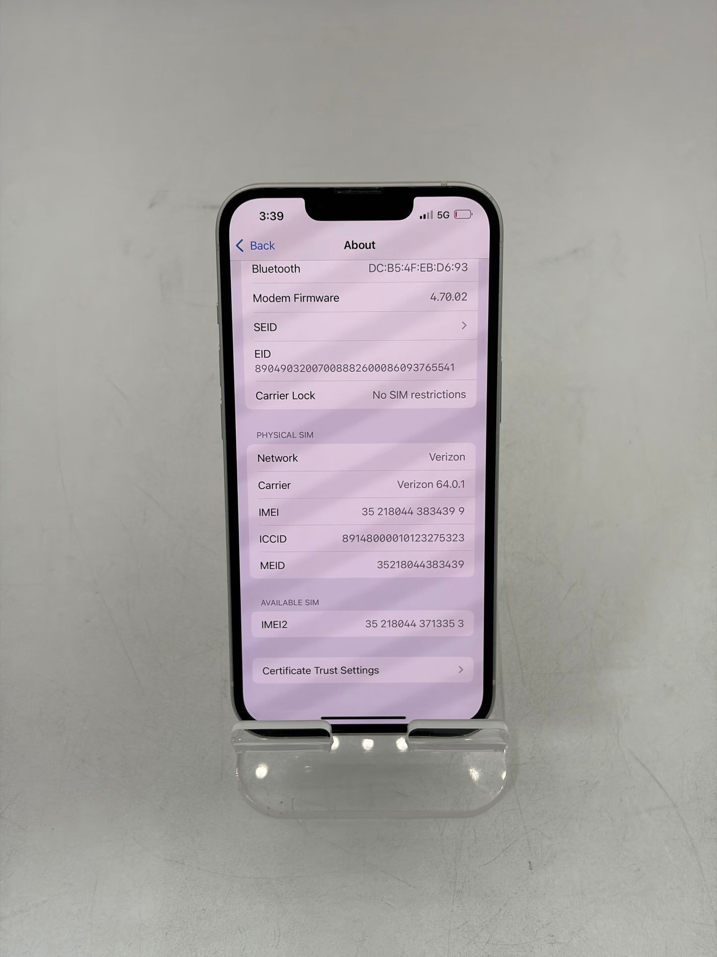 Unlocked Apple iPhone 13 128GB White A2482 MLA43LL/A Service Battery