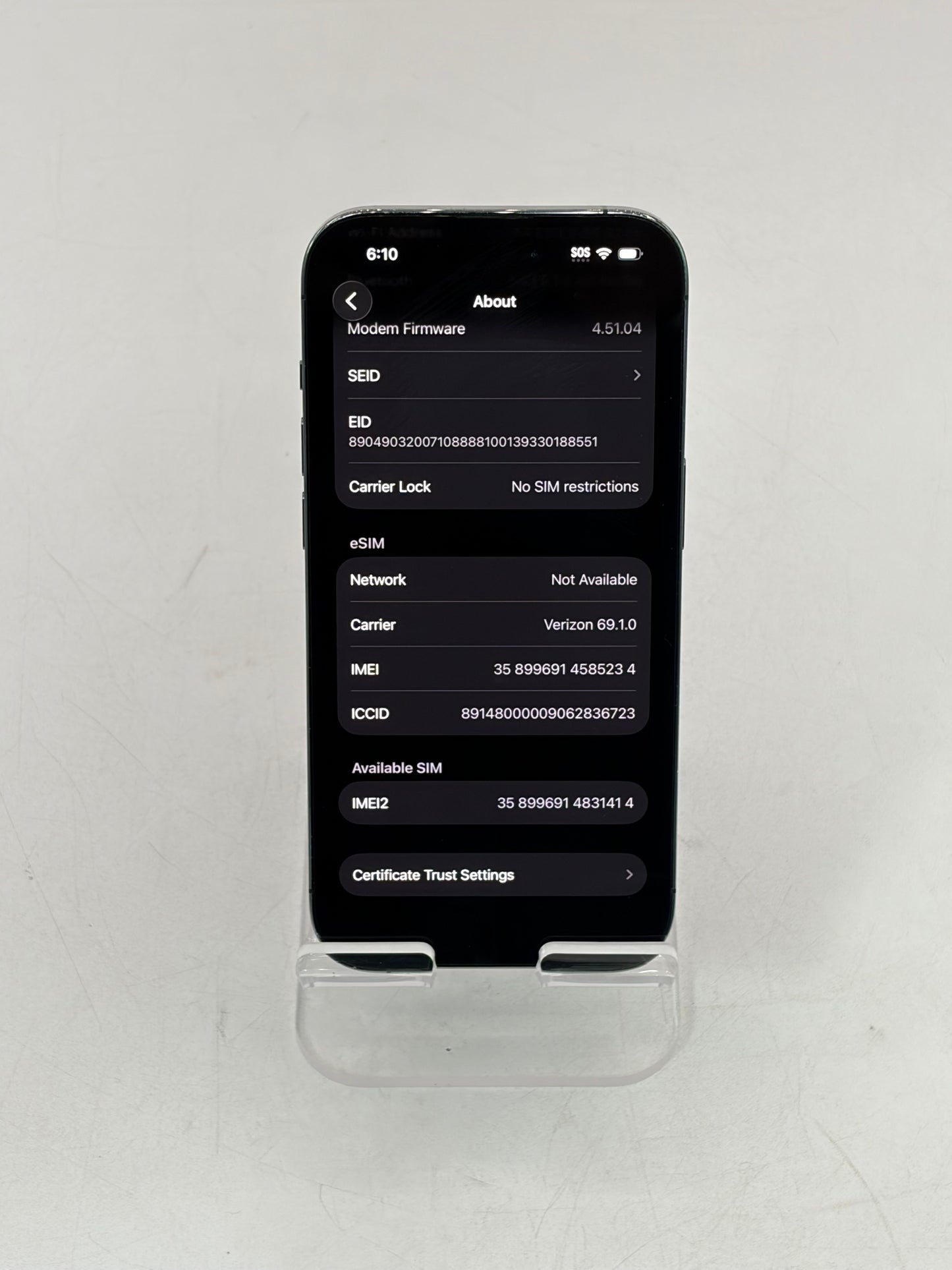 Unlocked Apple iPhone 14 Pro 256GB A2650 MQ1D3LL/A Purple 90% Battery Health