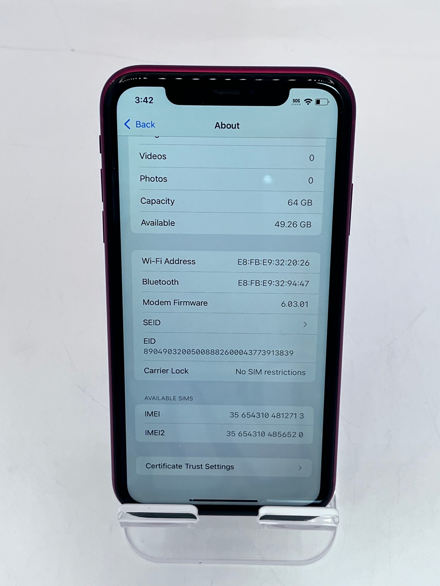 Unlocked  Apple iPhone 11 MWL92LL/A A2111 64GB - Red